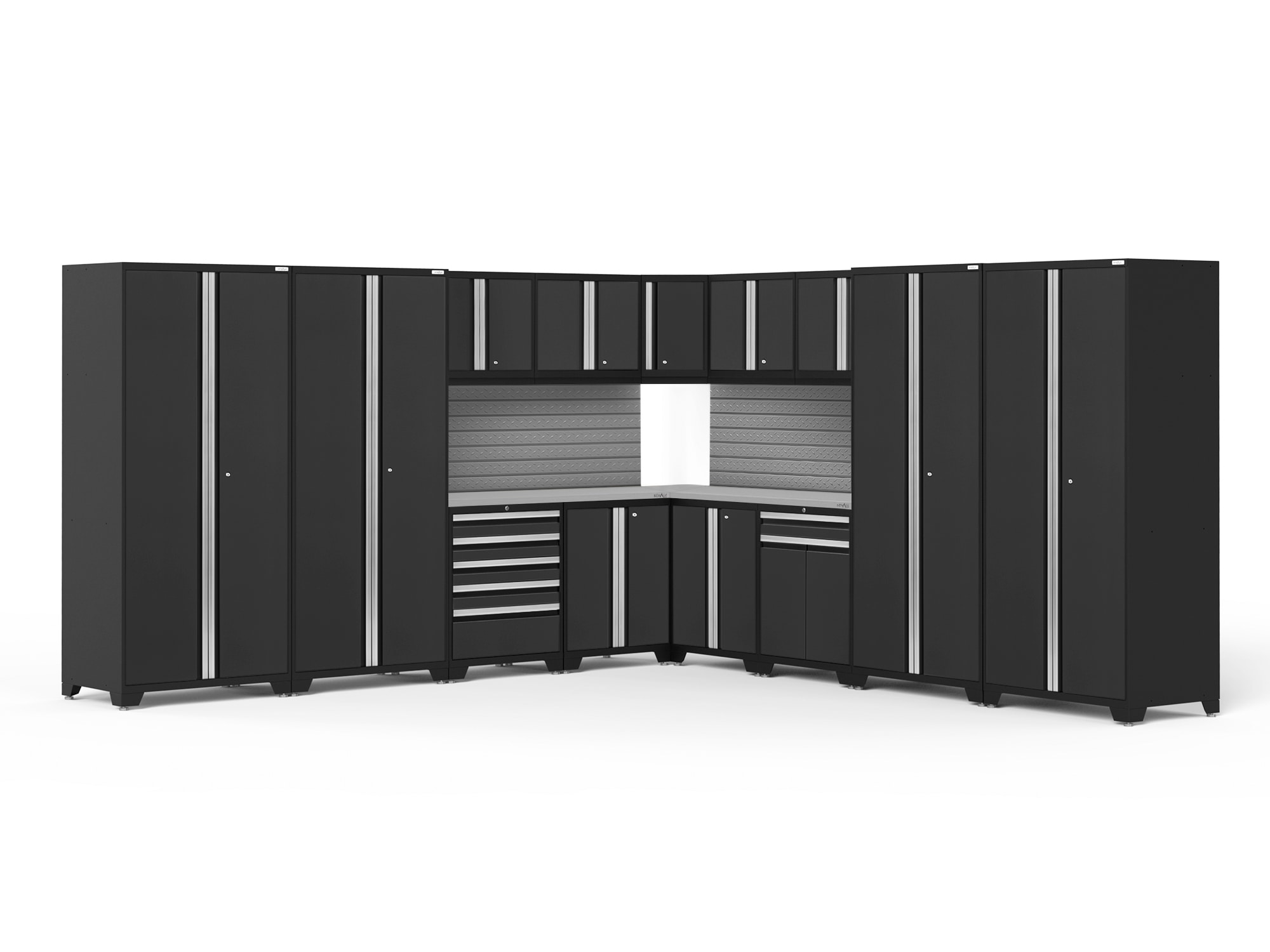 NewAge Products 64329 304-in W x 84.75-in H x 24-in D 13 -Cabinets Steel Black Garage Storage System