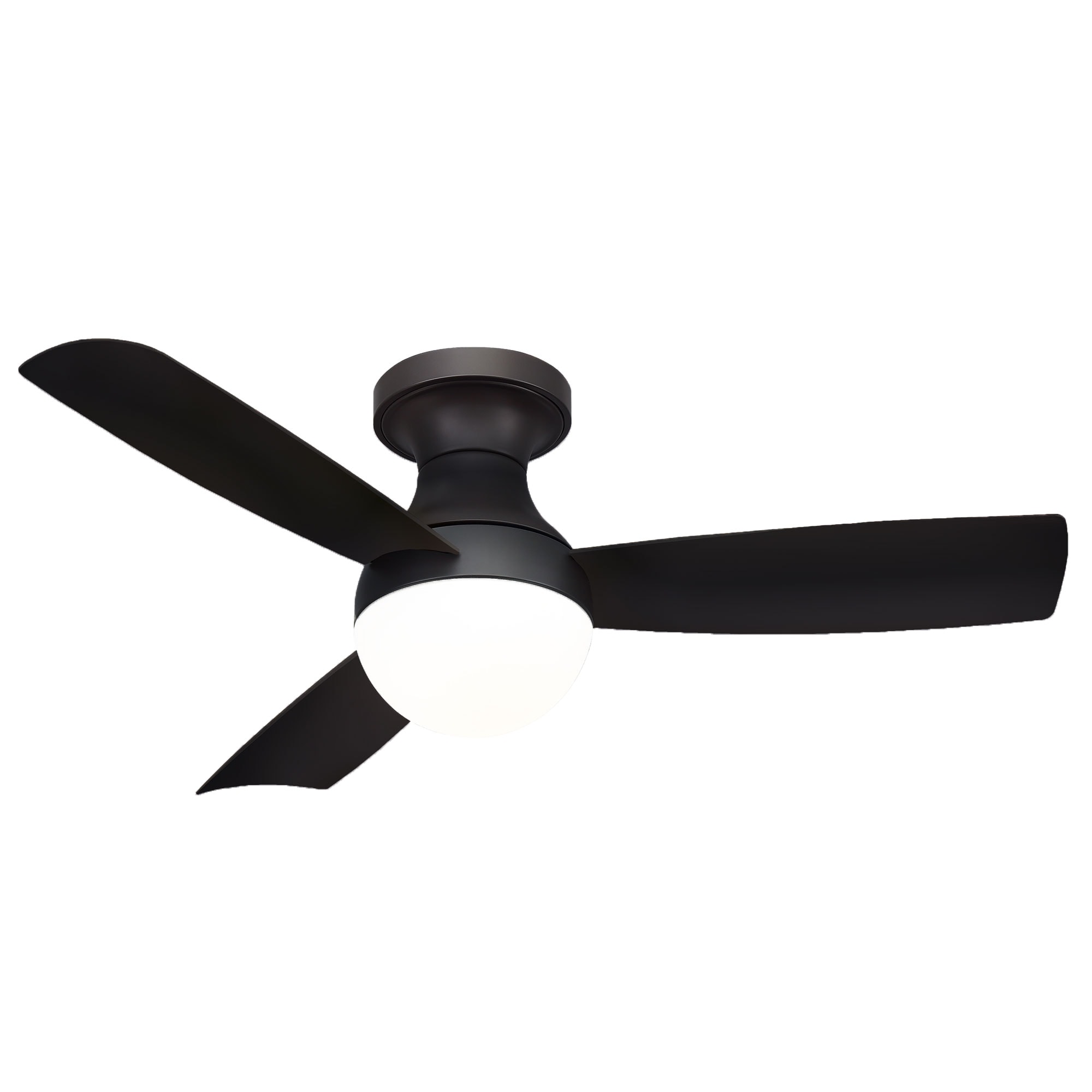 WAC Lighting Orb 44-in Matte Black LED Indoor/Outdoor Flush Mount Smart  Ceiling Fan with Light Remote (3-Blade) in the Ceiling Fans department at 