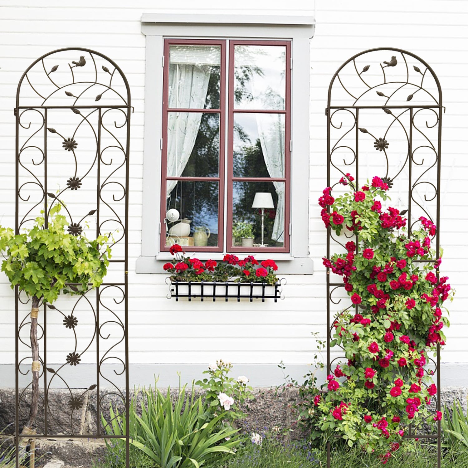 Streamdale Furniture  Metal Garden Trellis 86.7'' Climbing Plant Support (4 Pack)