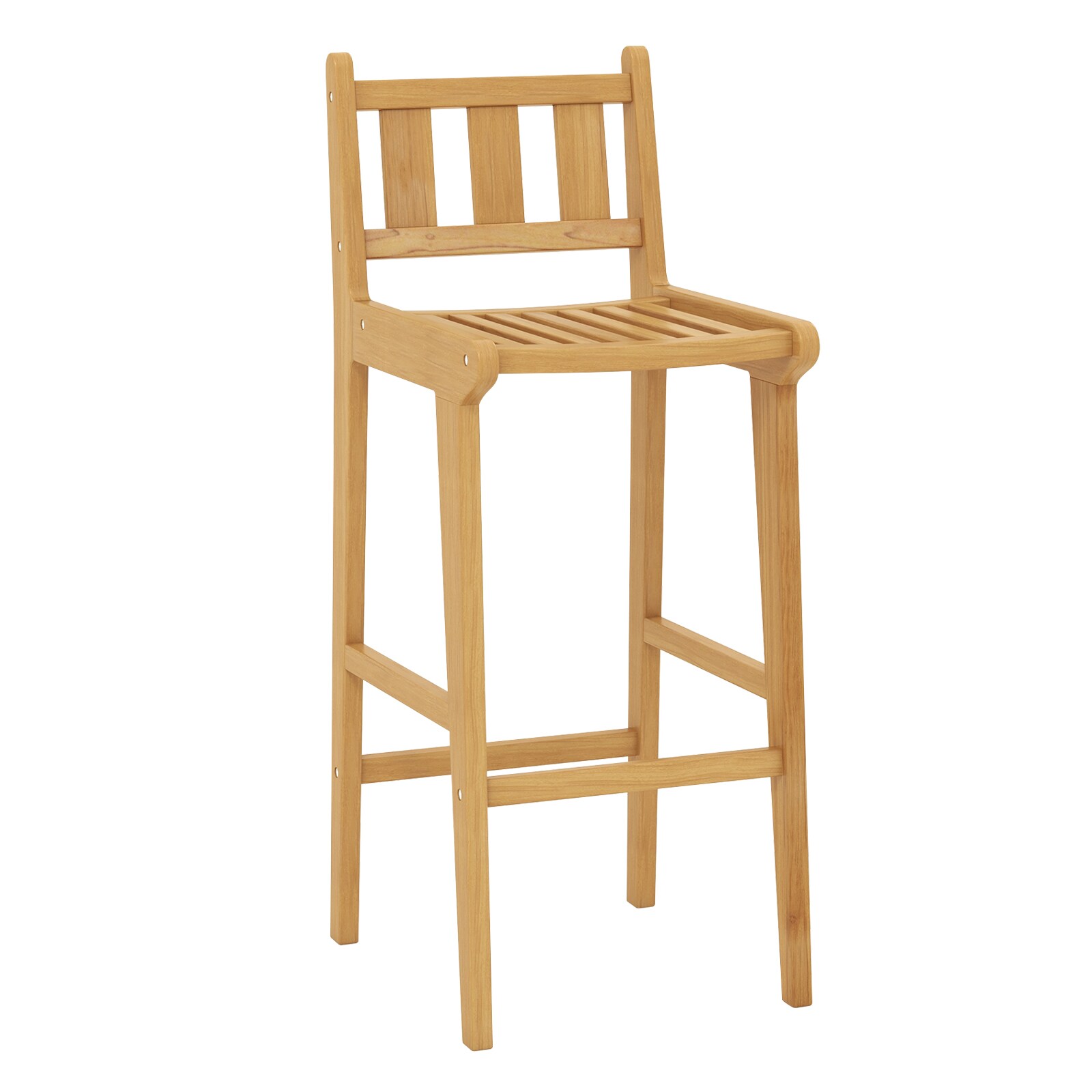 YERIVA HSM11896 Light Brown Wood Frame Stationary Bar Stool Chair with Solid Seat