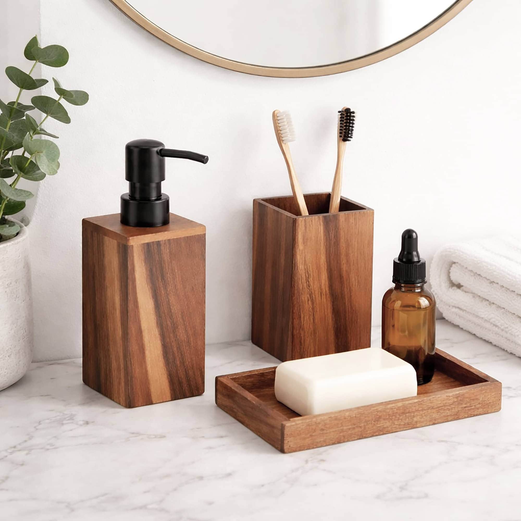 EVIDECO FRENCH HOME GOODS SET3ACACIA6812 Bathroom-Accessories - View #2