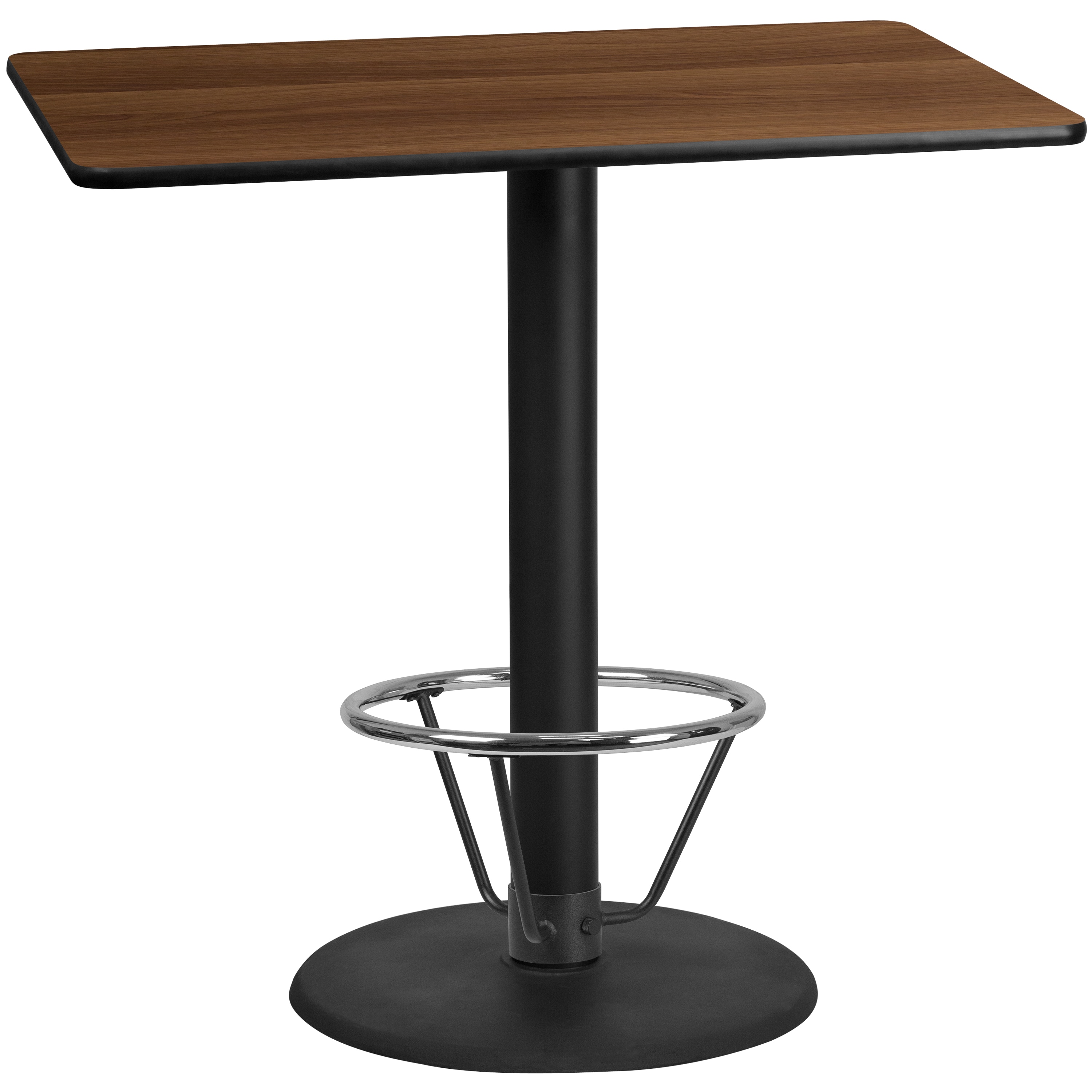 Flash Furniture 889142218609 Walnut Contemporary/Modern Bar Table, Wood veneer with Black Metal Pedestal Base 48-in L x 43.13-in H