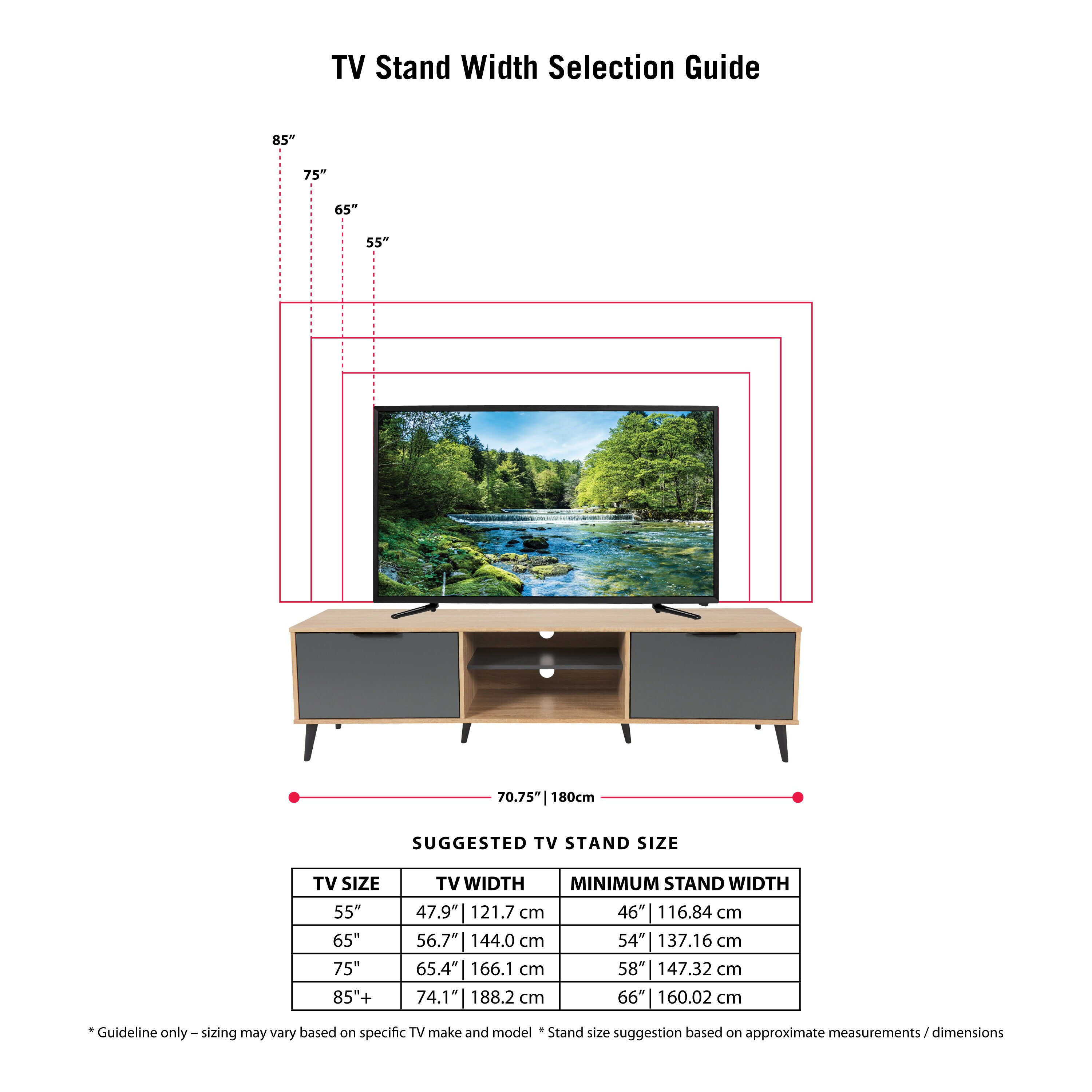 CorLiving Cole Light Woodgrain And Gray TV Stand With Open And Closed ...