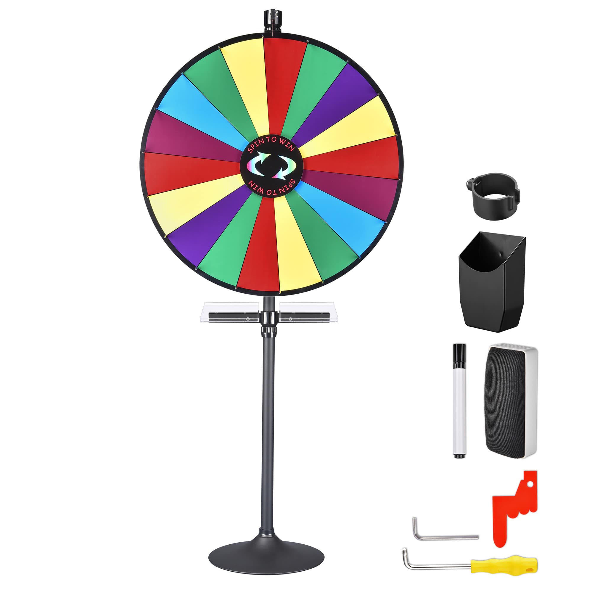 Yescom 35PRWSET006-36P20-LO WinSpin 36IN Prize Wheel Tabletop Floor Stand Spinning Game with Serving Tray