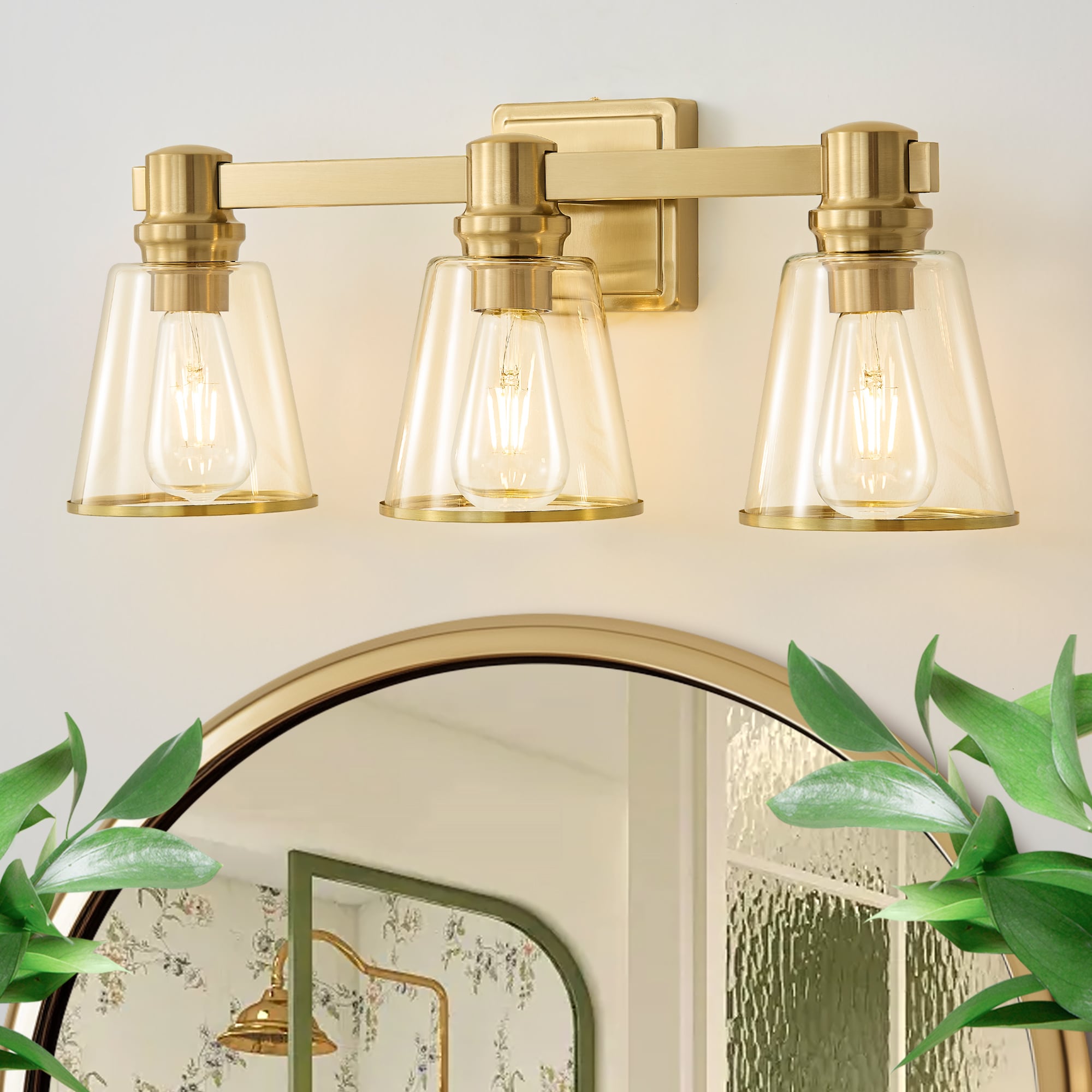 POWLIG L-1825-3G Vanity Light 22.05-in 3 -Light Brushed Gold Modern/contemporary Vanity light