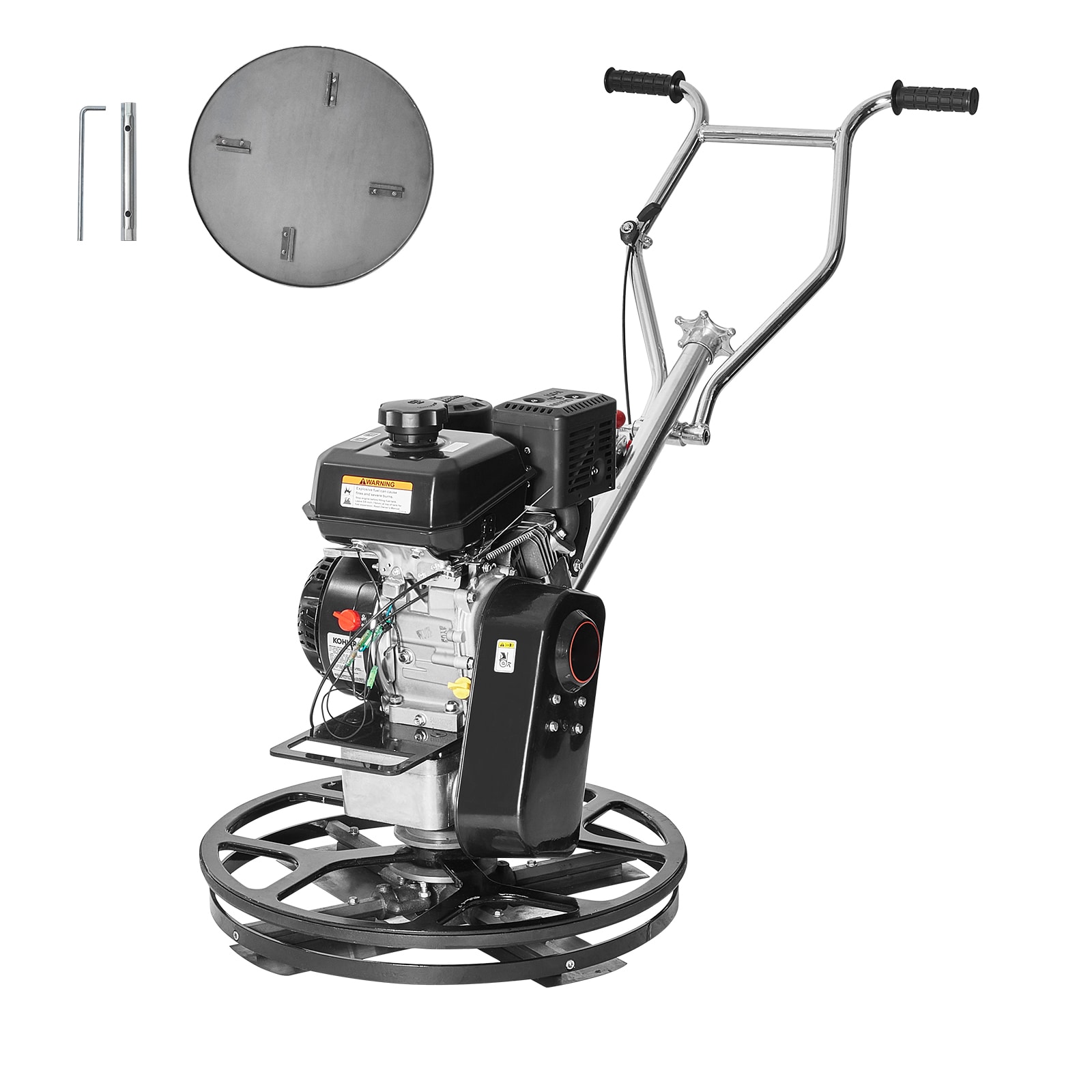 GIVIMO - 24-in Walk-Behind Power Trowel 6-HP Gas Concrete Finisher with Float Pan 0-28-deg Adjust...