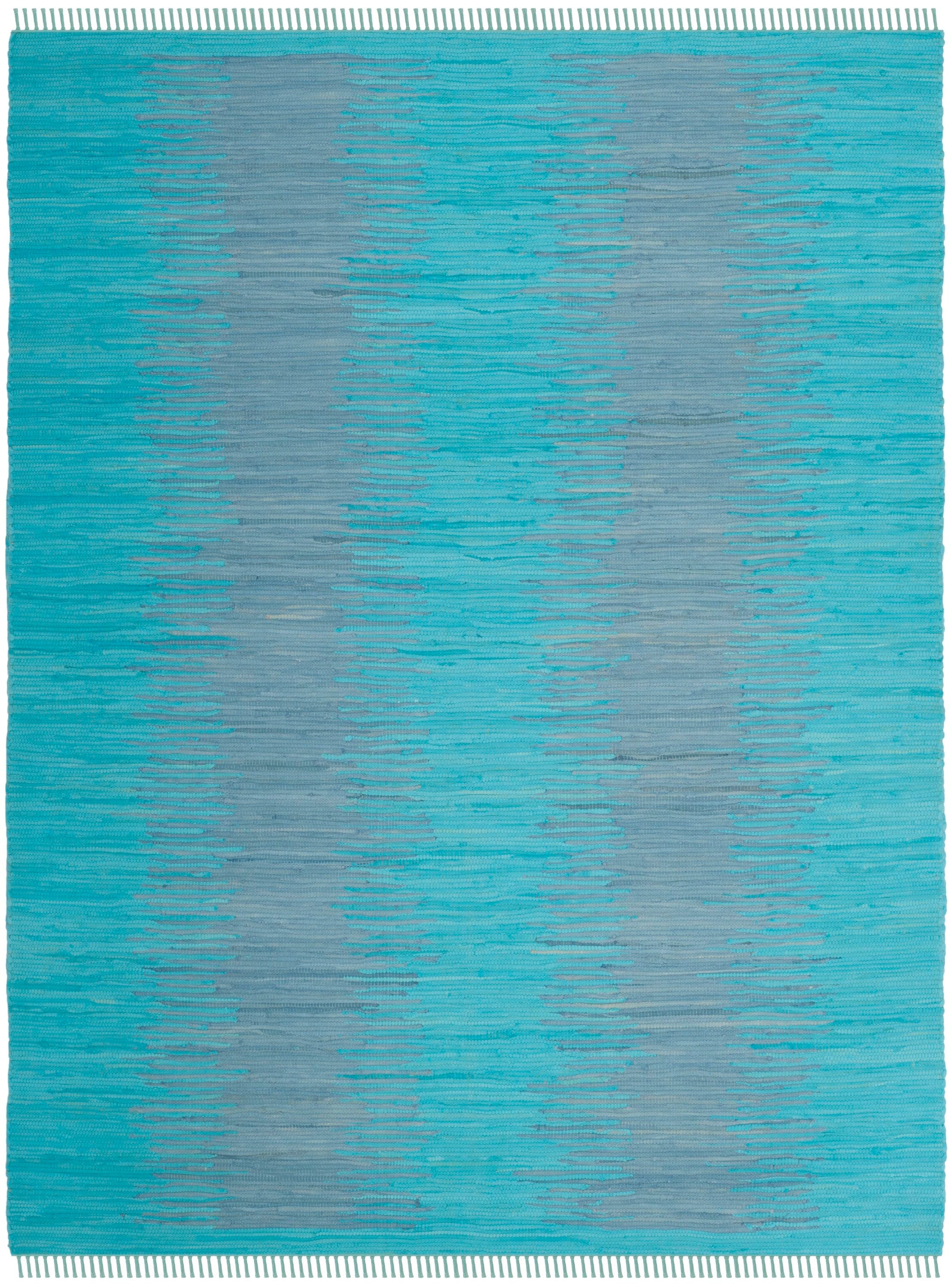 Safavieh MTK718C-8 Montauk Salina 8 x 10 (ft) Cotton Turquoise Rectangular Indoor Abstract Coastal Area rug