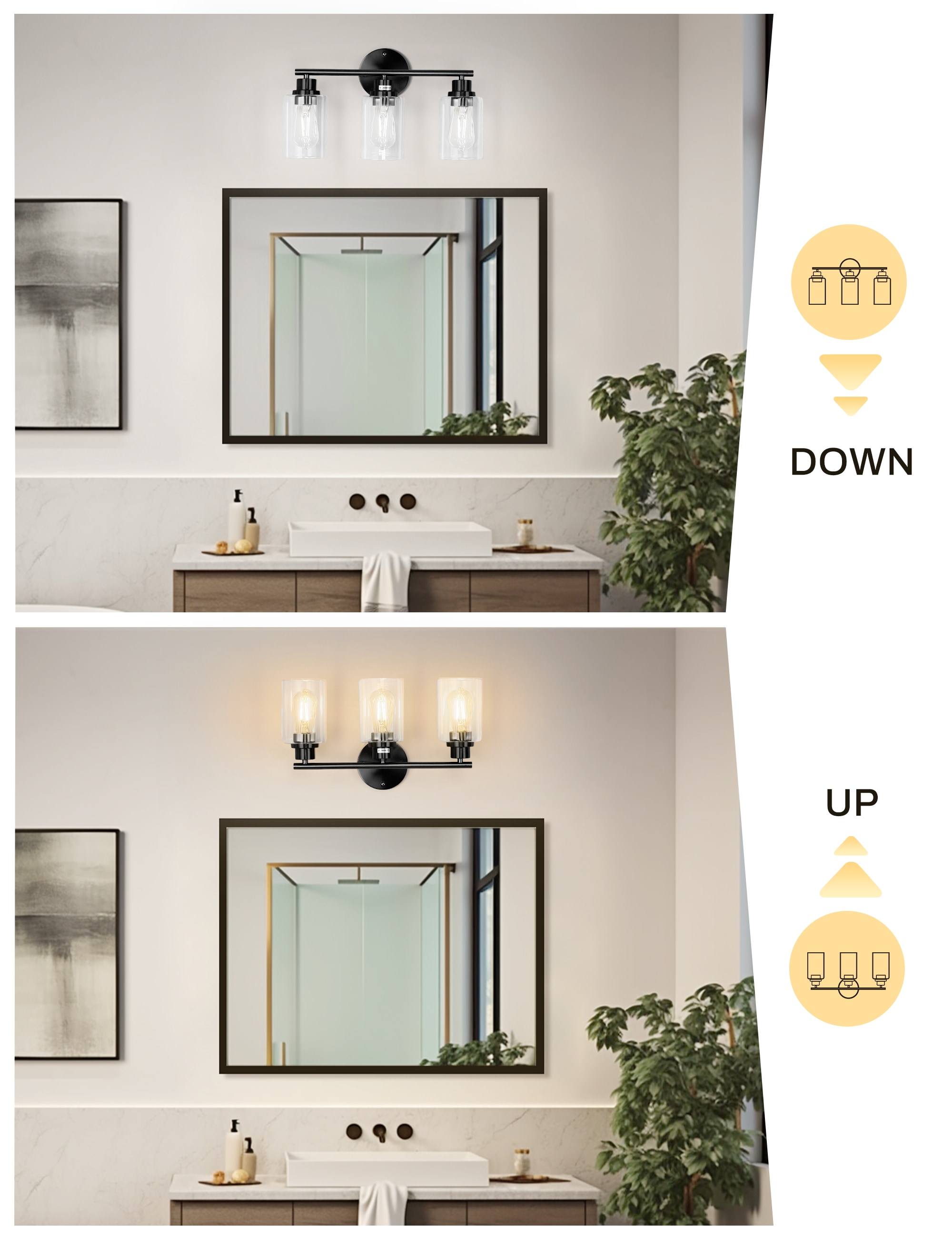 YANSUN LA-JQ00101CBL-11 15.7-in 3 -Light Black Industrial Vanity light