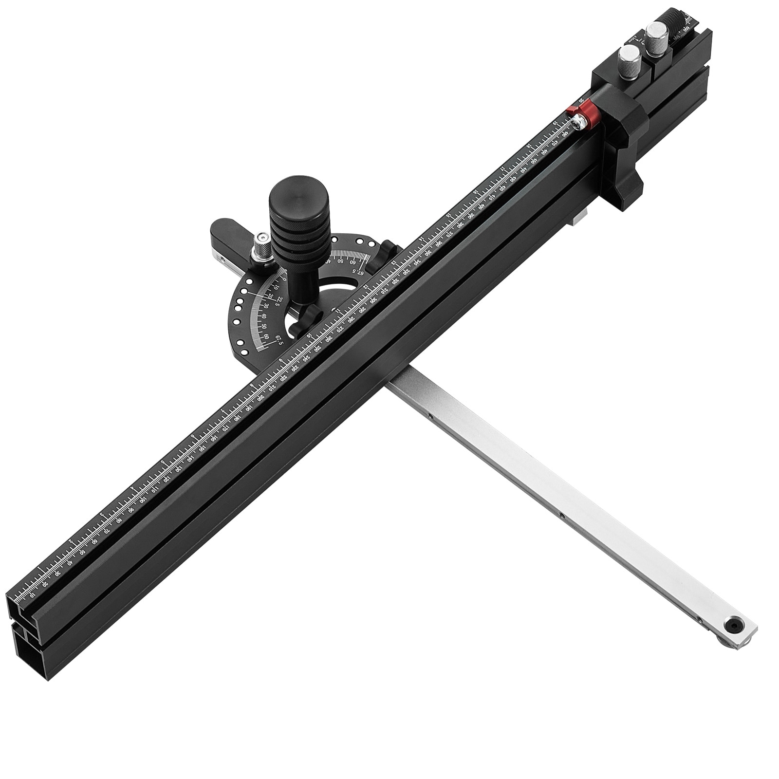 GIVIMO Precision Miter Gauge 3/4-in x 3/8-in Slot Aluminum Alloy Table Saw Gauge 24-in Grating 15 Angle Stops Spring Plunger for Woodworking #LW108GIVSS1516