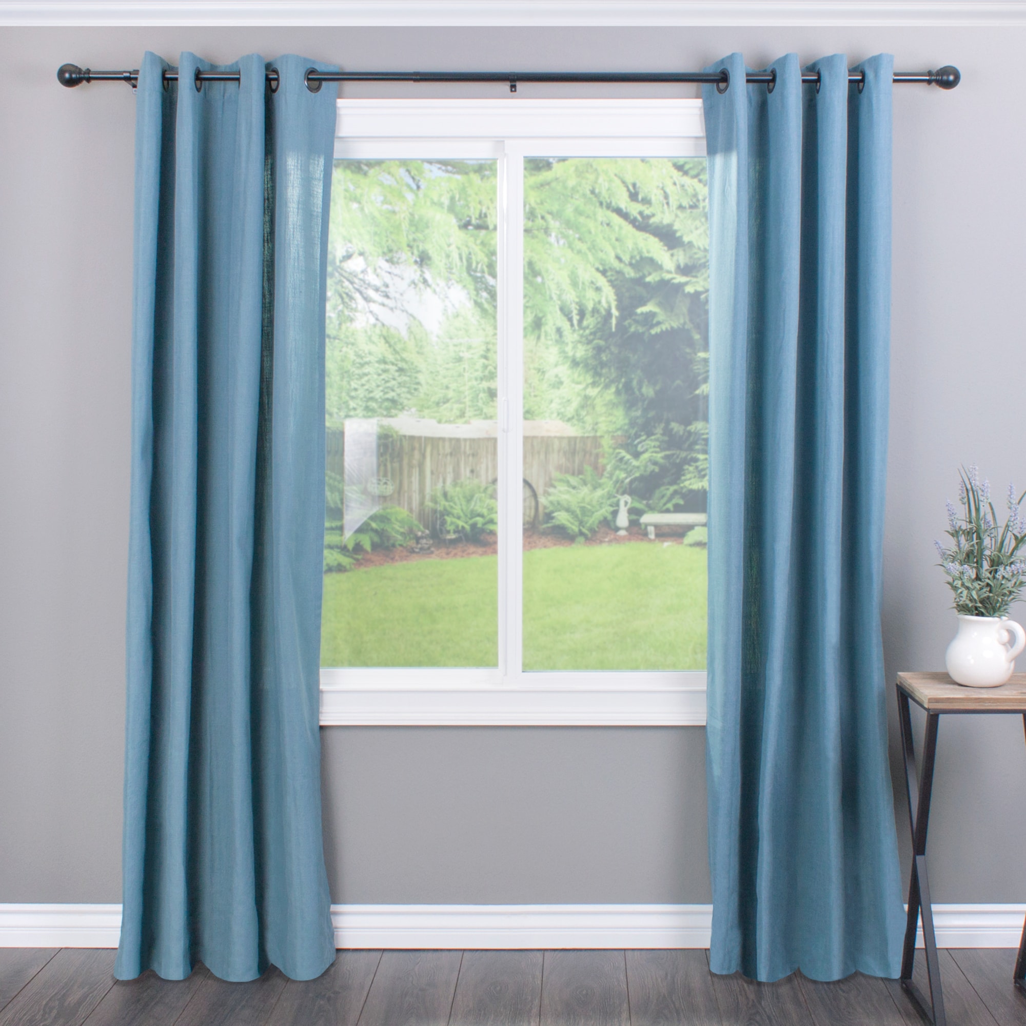 Black Adjustable Metal Curtain Rod with Ball Finial, 18-36 Inch