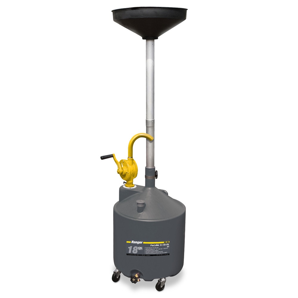 Ranger 5150995 Rd-18g 18-Gallon Portable Oil Drain with Pump and Drain Valve