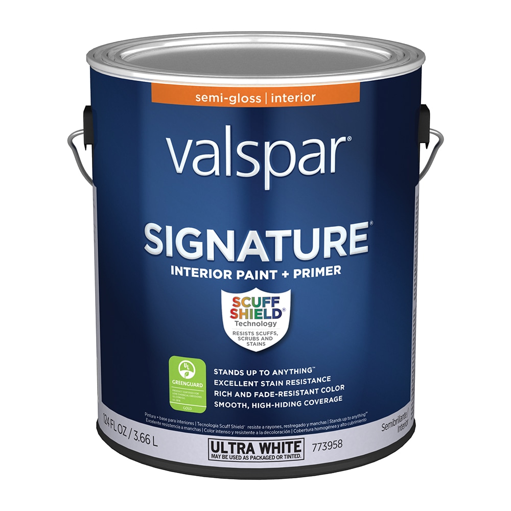 Valspar Signature Semi-gloss Ultra White Tintable Latex Interior Paint +  Primer (1-quart) in the Interior Paint department at
