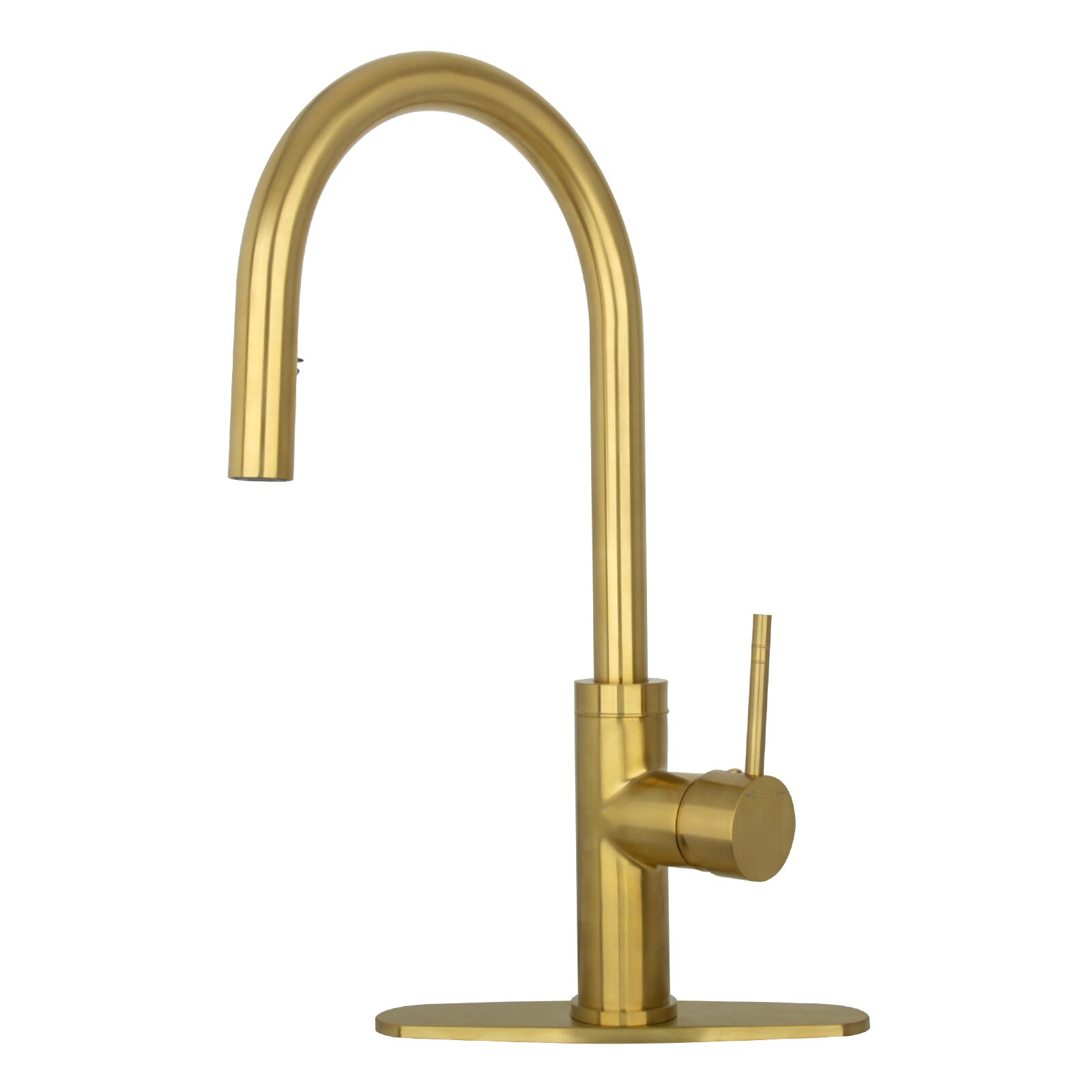 Akicon AK96416-BTG Brass Gold Single Handle Deck-mount Pull-down Kitchen Faucet with Sprayer ( Deck Plate Included )