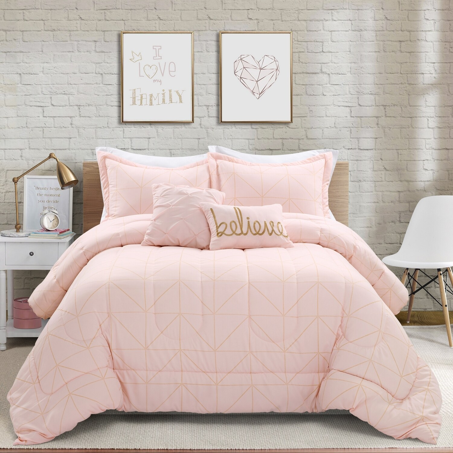 Lush Decor 16T004678 Blush Graphic print Full/Queen Comforter