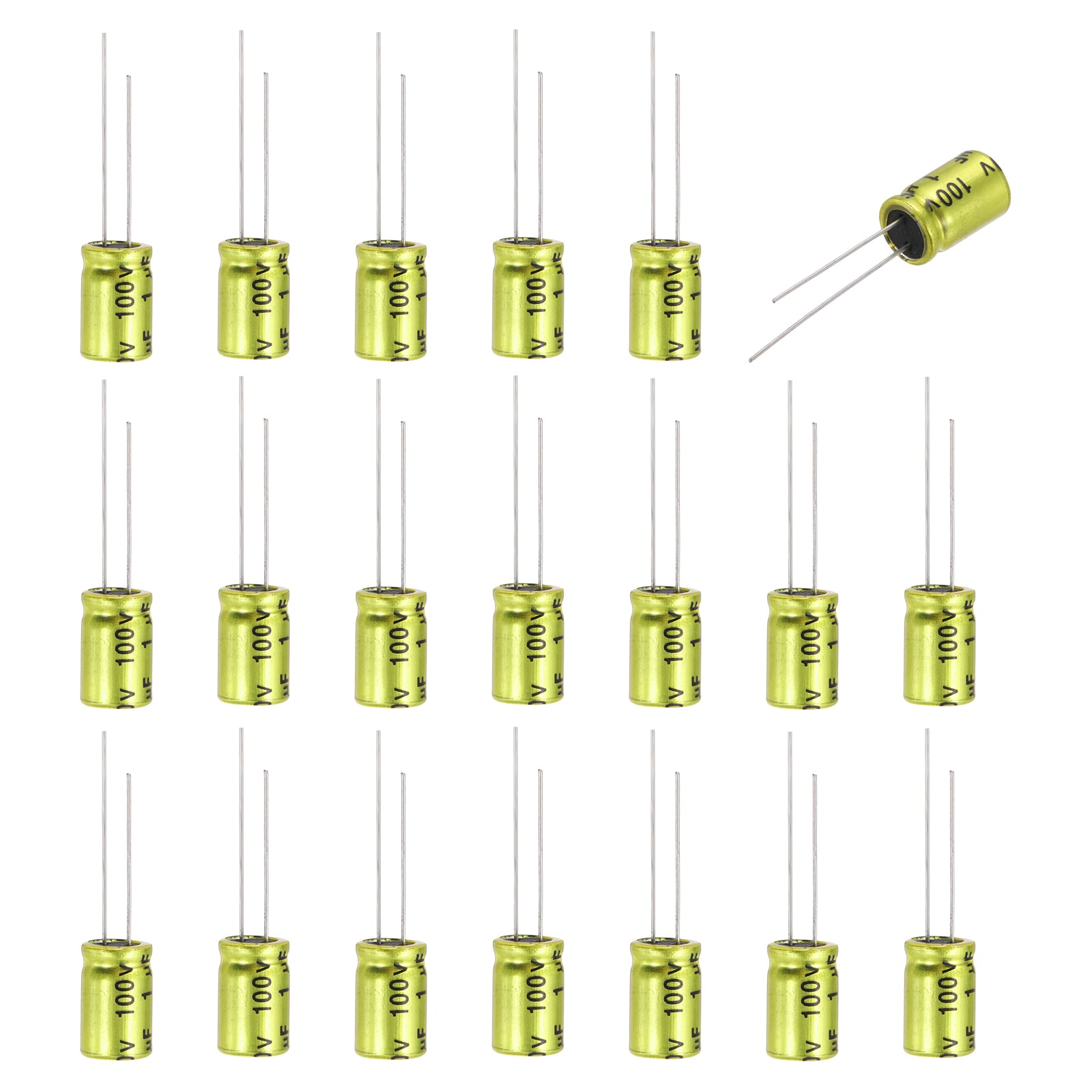 Unique Bargains 1uF 100V Non-Polarized Electrolytic Capacitor 8mm x 12mm Aluminum Audio Capacitors for DIY Projects Audio Tweeter Frequency Divider 20pcs #S26061200UX7053