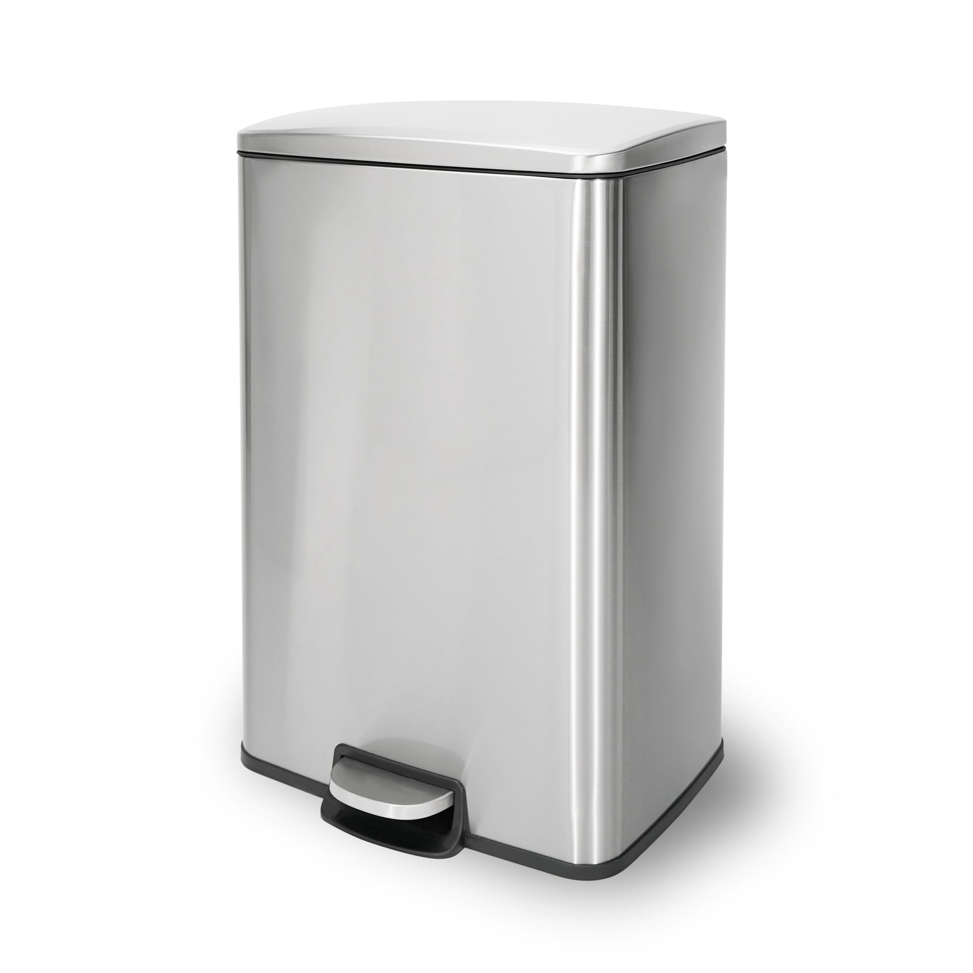 MEGA CASA 13 Gallon Rectangular Stainless Steel Step-on Indoor/Outdoor Trash Can