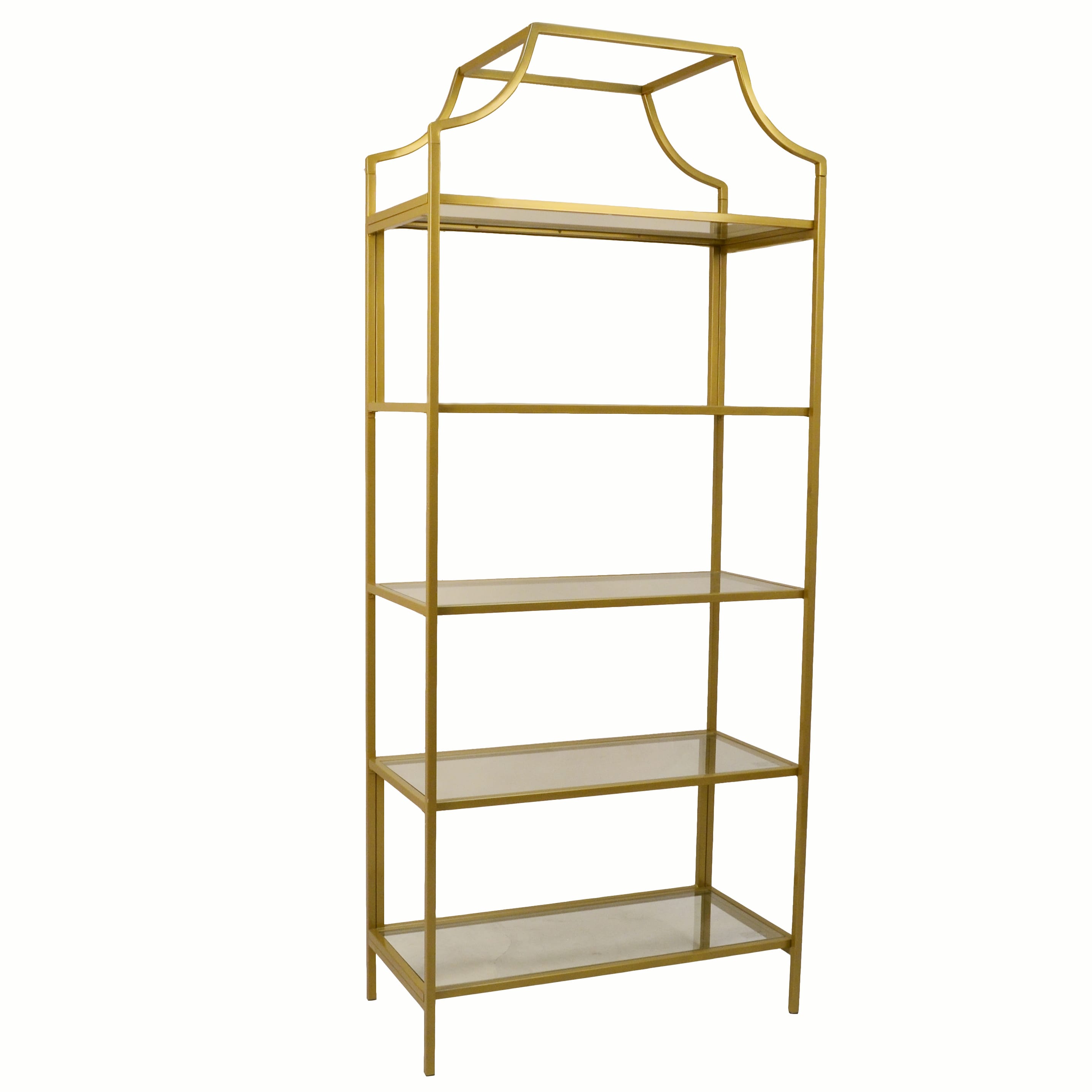 Carolina Cottage CL7030G-GLD Gold Metal 5 -Shelf Bookcase ( 30-in W x 70.63-in H x 14.5-in D ) Metal
