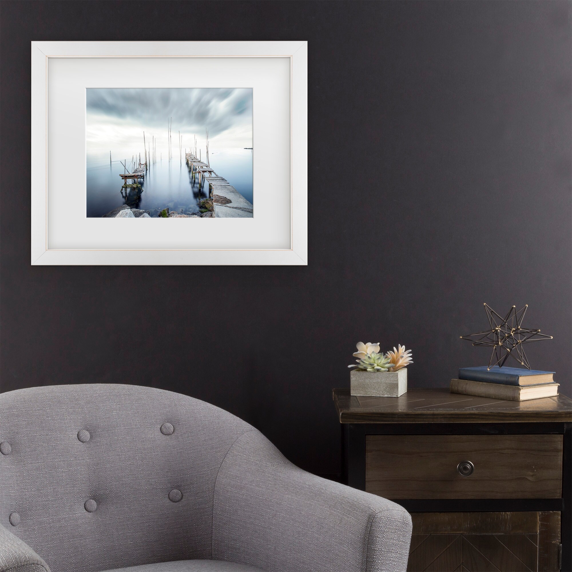 Trademark Fine Art 1X10944-E1620MF Crossing Of The Future Nuno Araujo White Frame Wood Framed 16-in H x 20-in W Modern Canvas Print