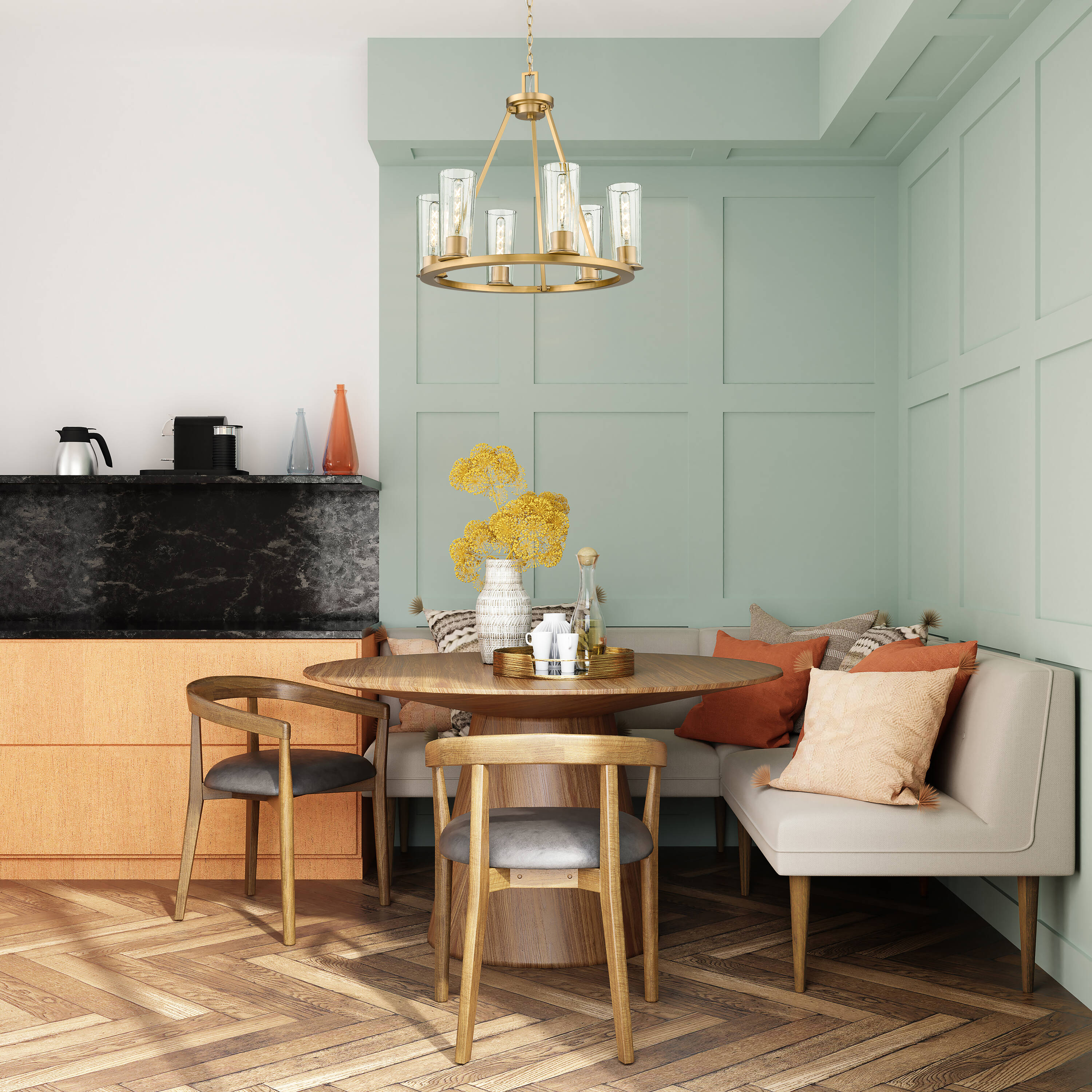 Z-Lite 826-6MGLD Titus 6 -Light Gold Transitional For Use in Bedrooms, Dining Rooms, Foyers, Kitchens, Living Rooms Chandelier