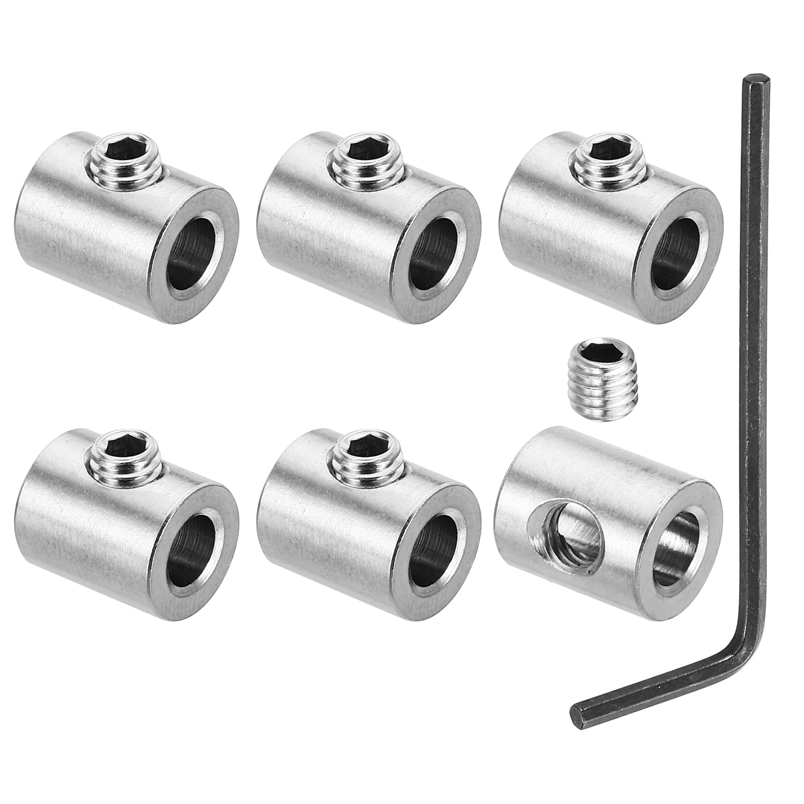 PATIKIL 5mm Hole Wire Rope Clips Set 6pcs 304 Stainless Steel Single Holes Lock Cable Clamps Clip with M5 Hexagon Screws Spanner for Cable Fitting Silver #S26051300UX3437
