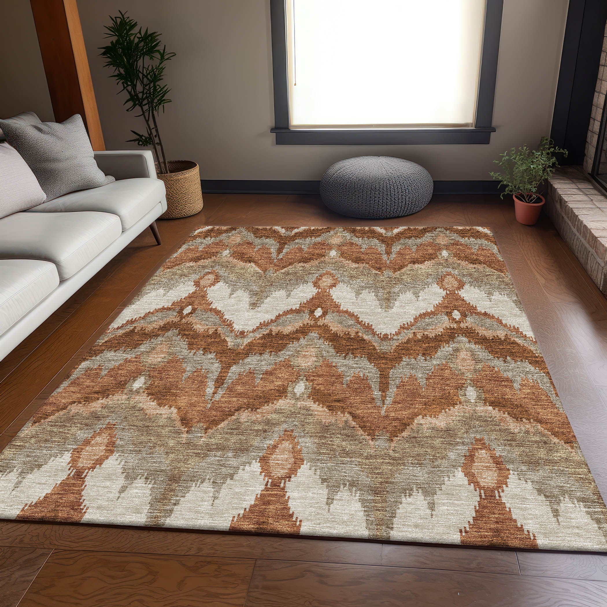 Addison Rugs ACN743PK8X10 Chantille ACN743PK 8 x 10 (ft) Polyester Paprika Rectangular Indoor/Outdoor Geometric Machine washable Area rug