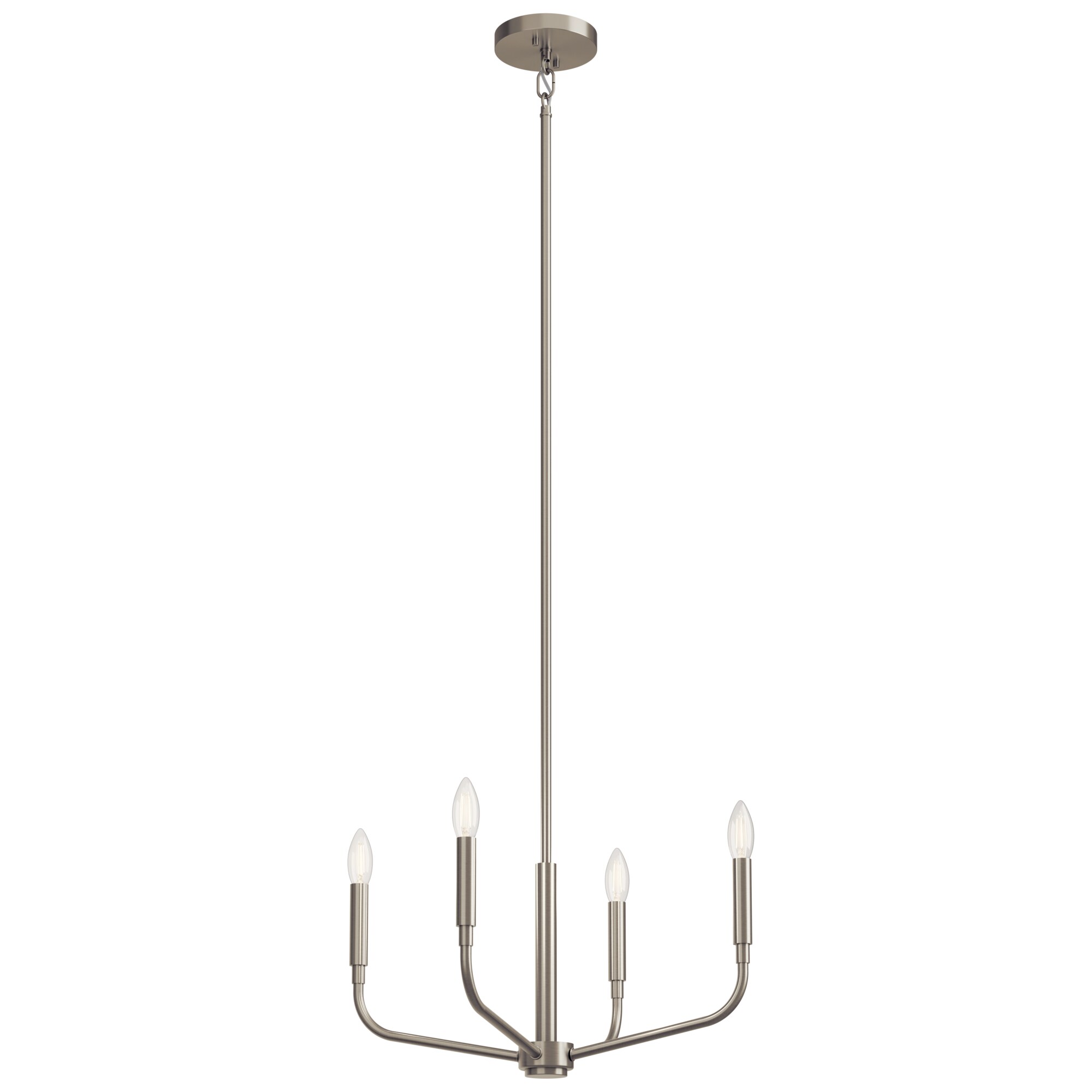 Kichler 52716NI Madden 4 -Light Nickel Modern/contemporary Bare bulb For Use in Bedrooms, Dining Rooms, Foyers, Kitchens, Living Rooms Chandelier