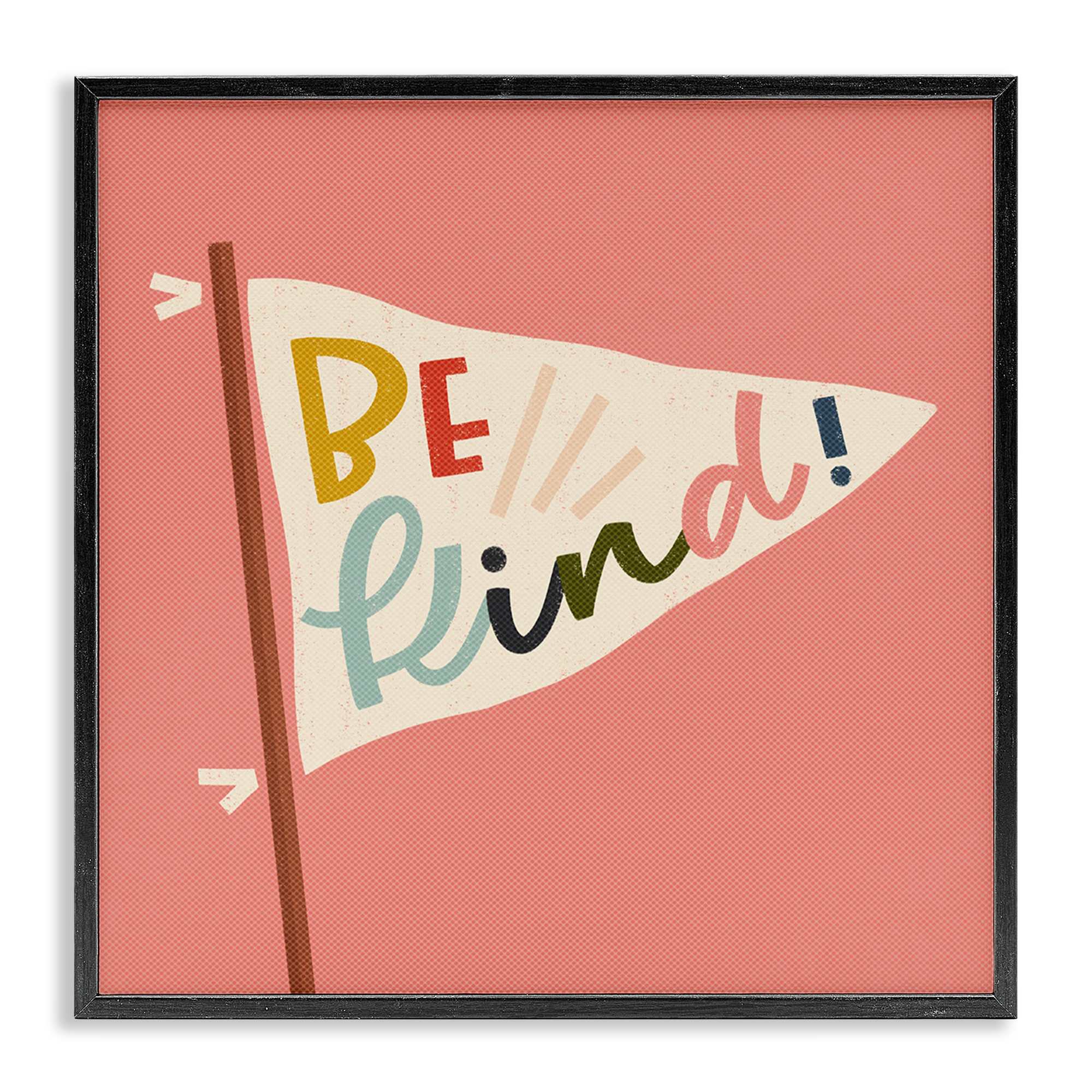 Stupell Industries BT-417-FR-17X17 Be Kind Phrase on Flag Black Framed Giclee Art By Sarah Hickman 17 x 17