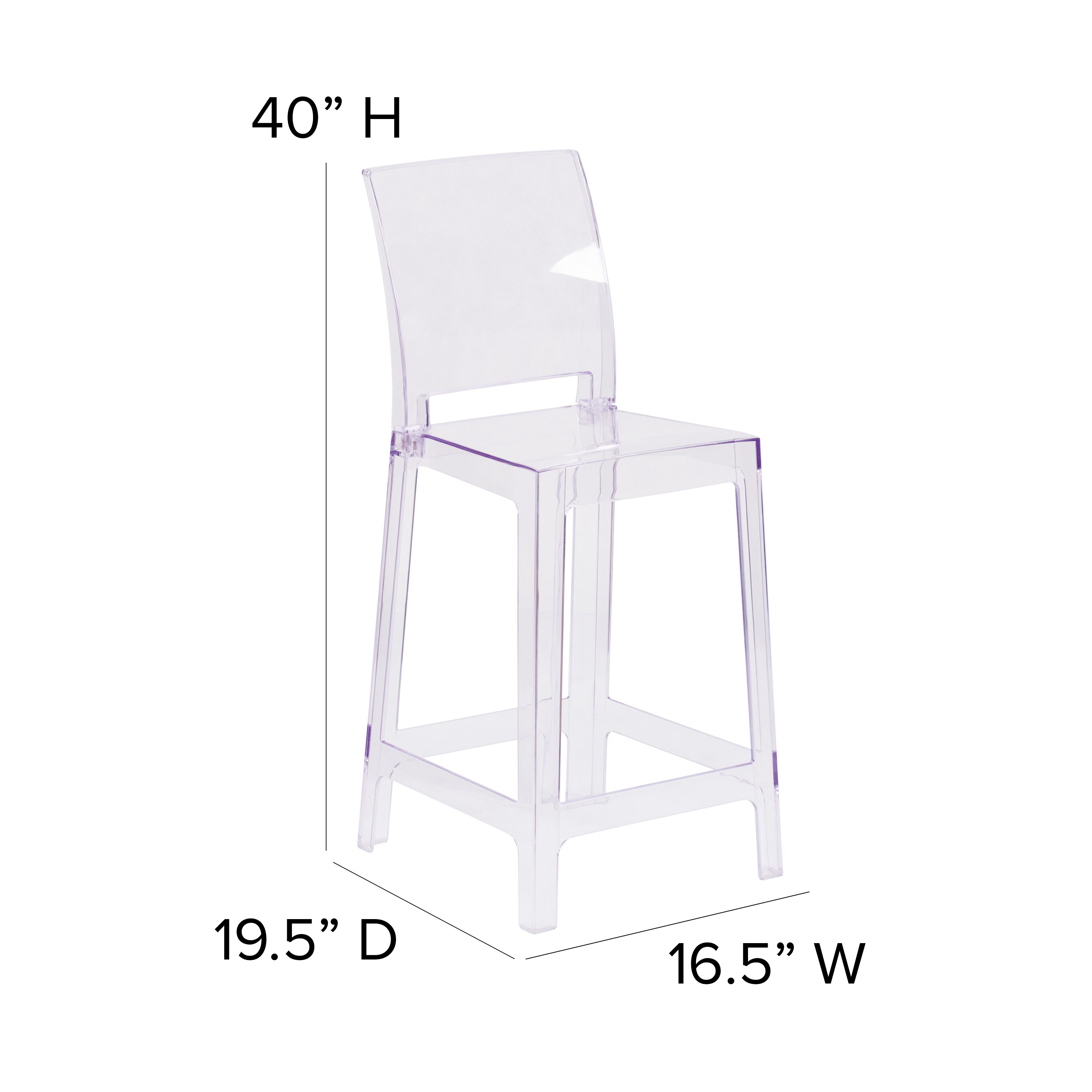 Flash Furniture Modern Transparent Crystal Plastic Contemporary Accent ...