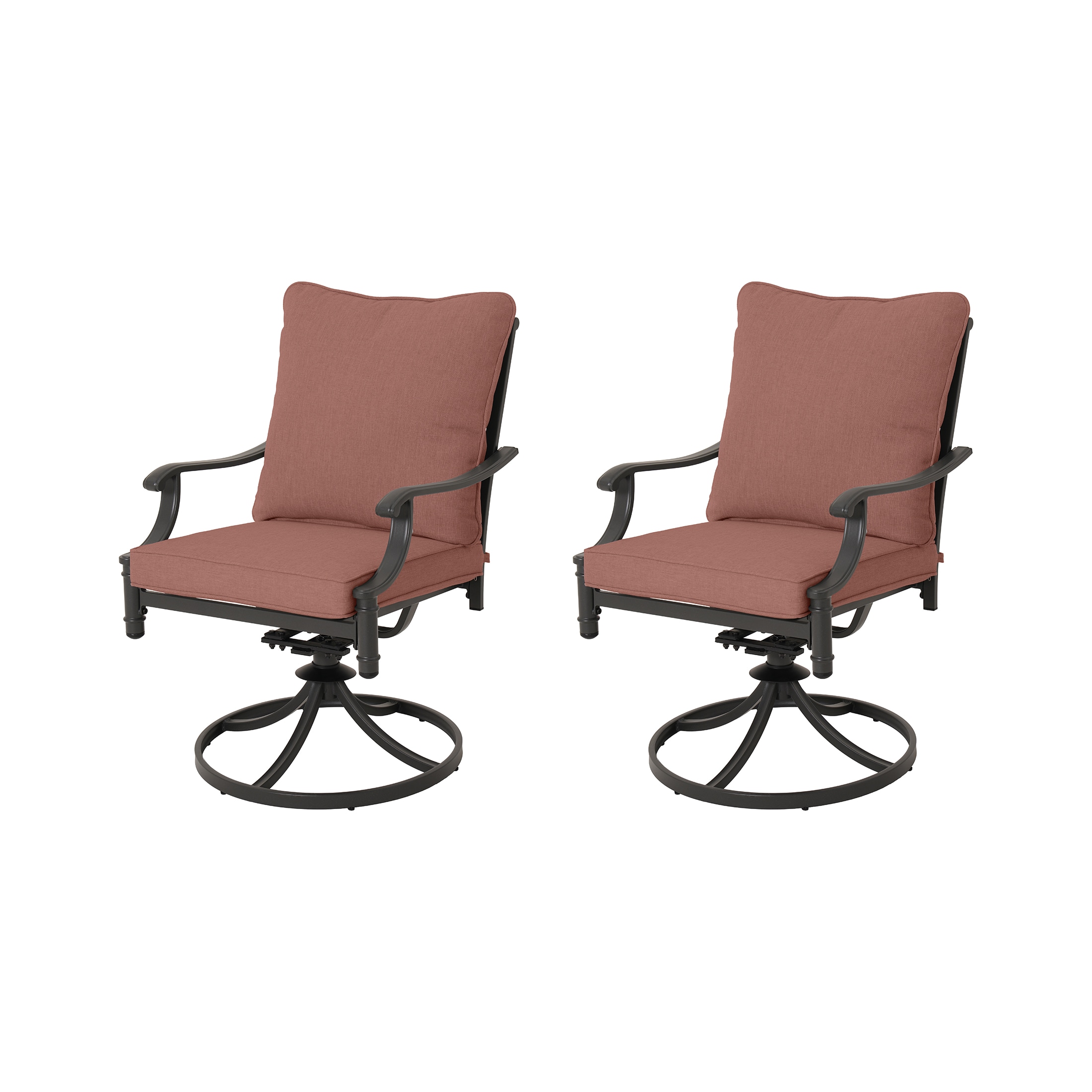 allen + roth Thomas Lake Set of 2 Gray Steel Frame Swivel rocker Dining Chair with Red Cushioned Seat #LOS23006-SRR