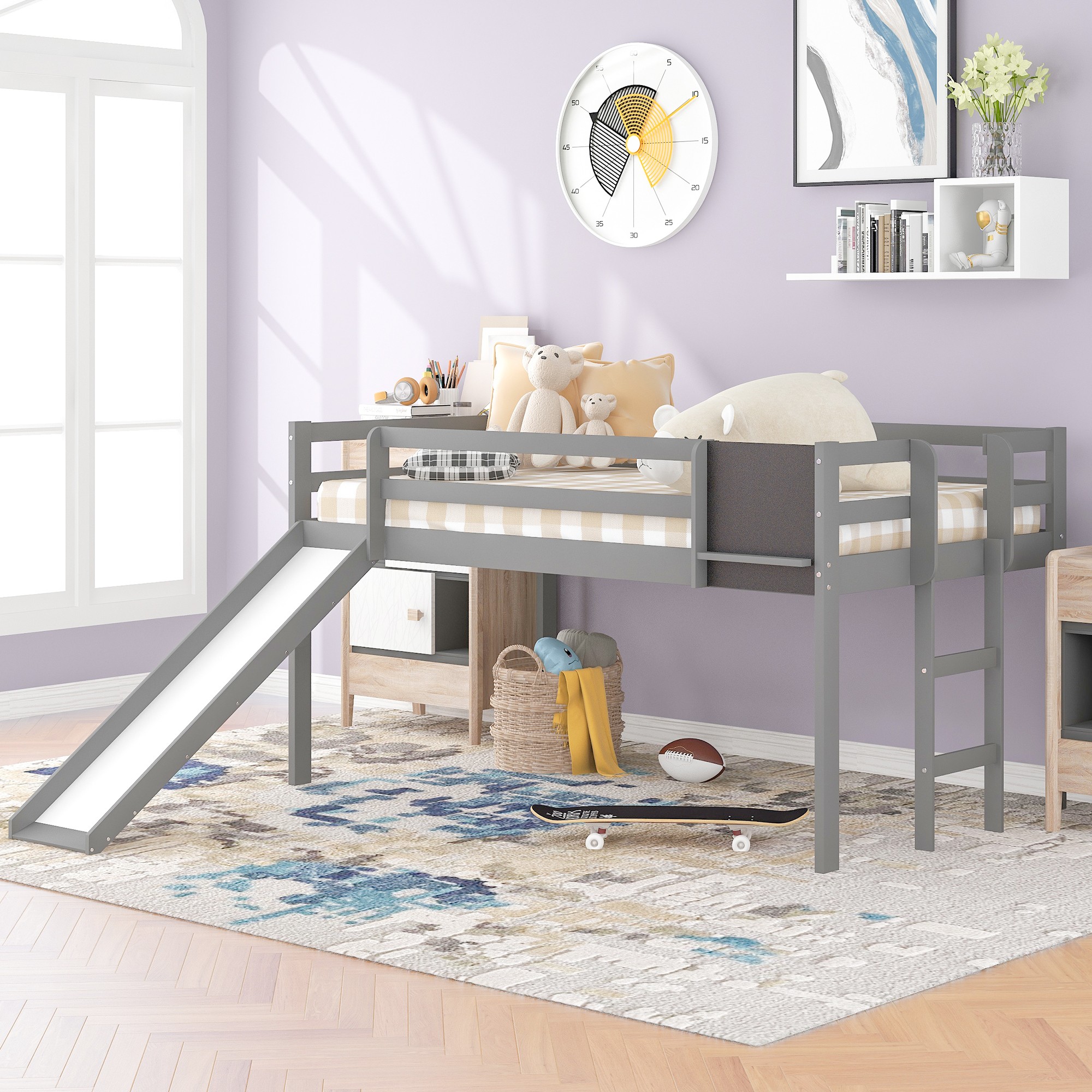Yiekholo LL-1382AAE Gray Twin loft Bunk Bed