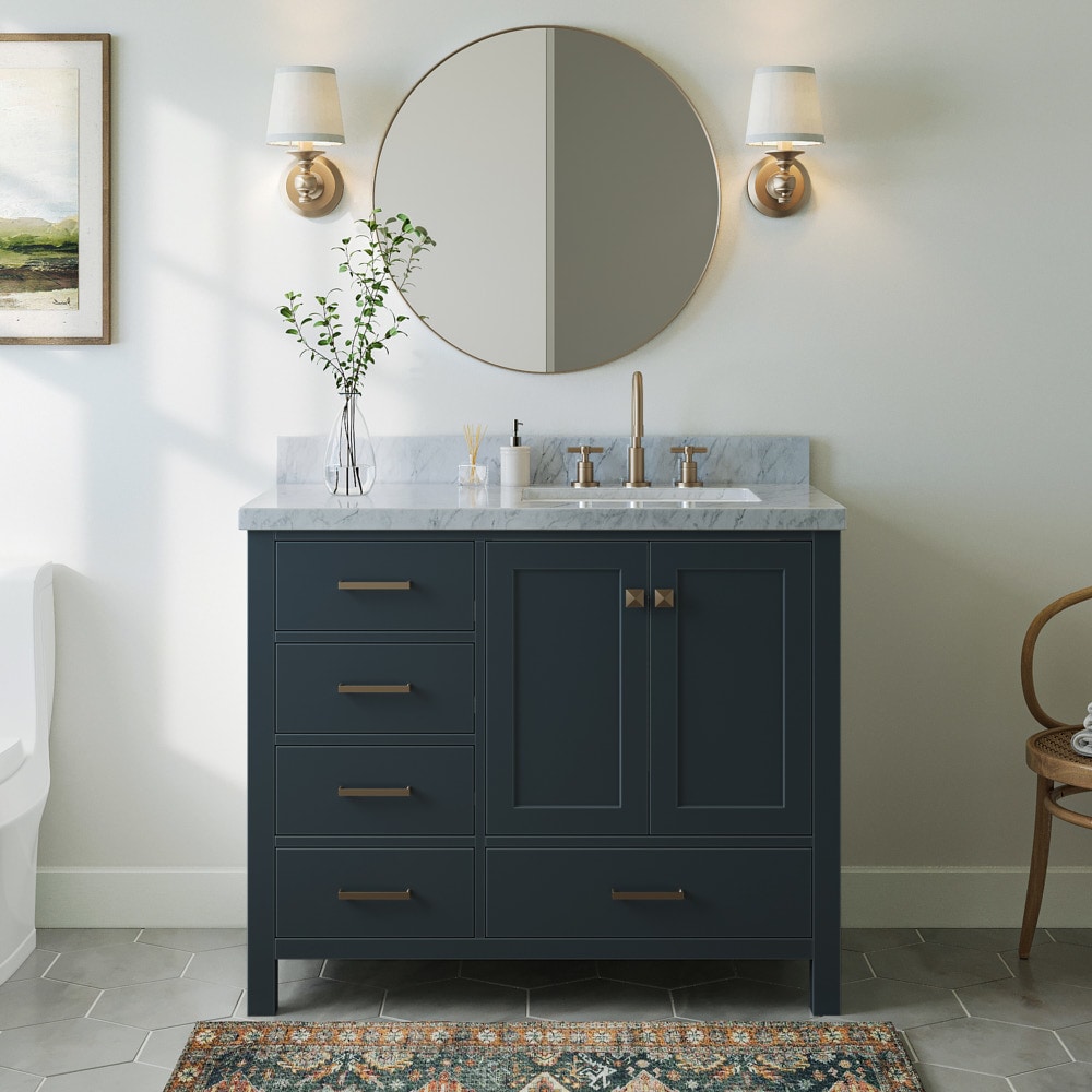 ARIEL Cambridge 43-in Midnight Blue Undermount Single Sink Bathroom ...