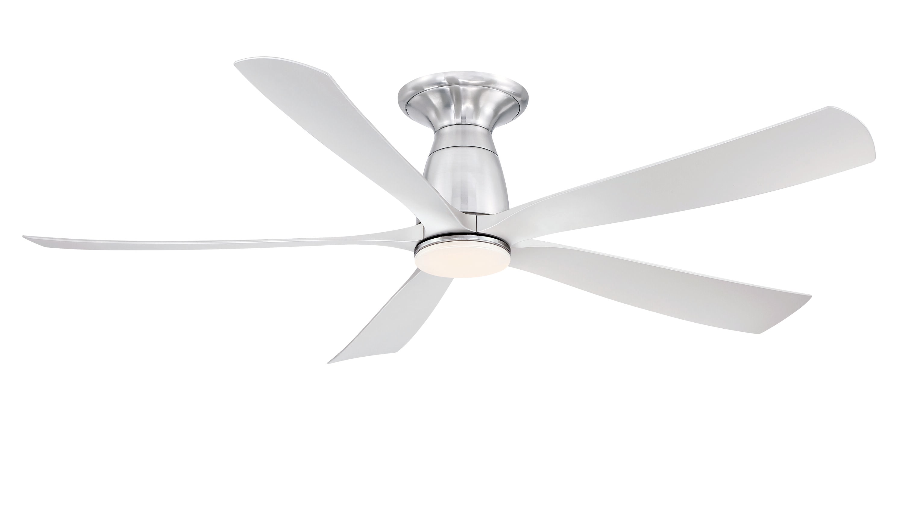 Fanimation Kute5 52-in Brushed Nickel Color-changing Integrated LED Indoor/Outdoor Flush Mount Smart Ceiling Fan with Light and Remote (5-Blade) -  FPD5534BN-LK-F