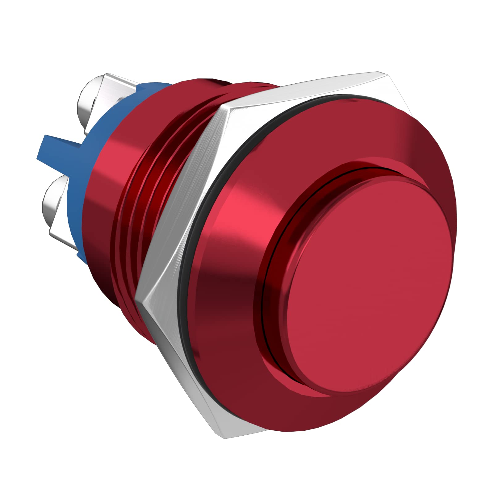 Aoibox  16 mm Momentary Push Button Switch High Round Waterproof Aluminum Shell 1NO SPST 5A 250V AC Red 16MM