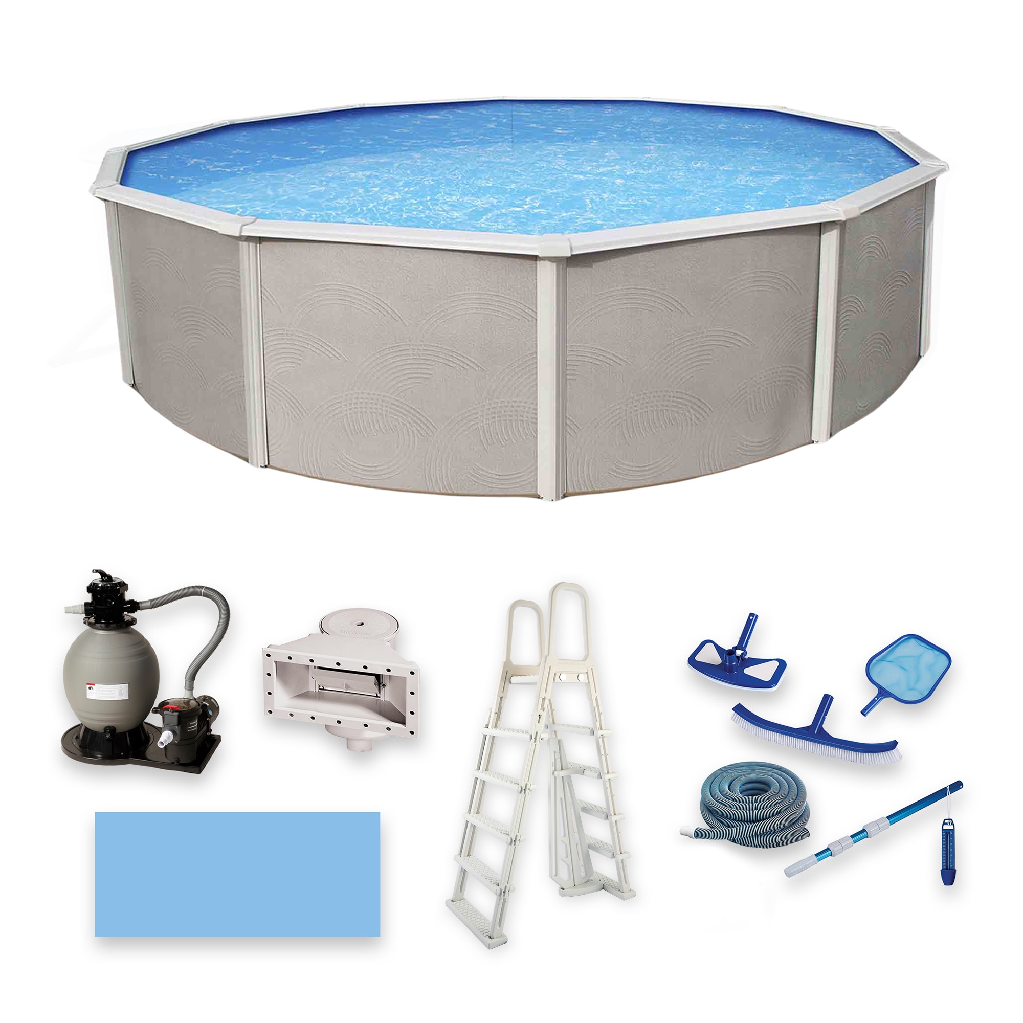 Blue Wave NB3032 Belize 18-ft x 18-ft x 52-in Steel wall panels Round Above-Ground Pool with Filter Pump with Ladder
