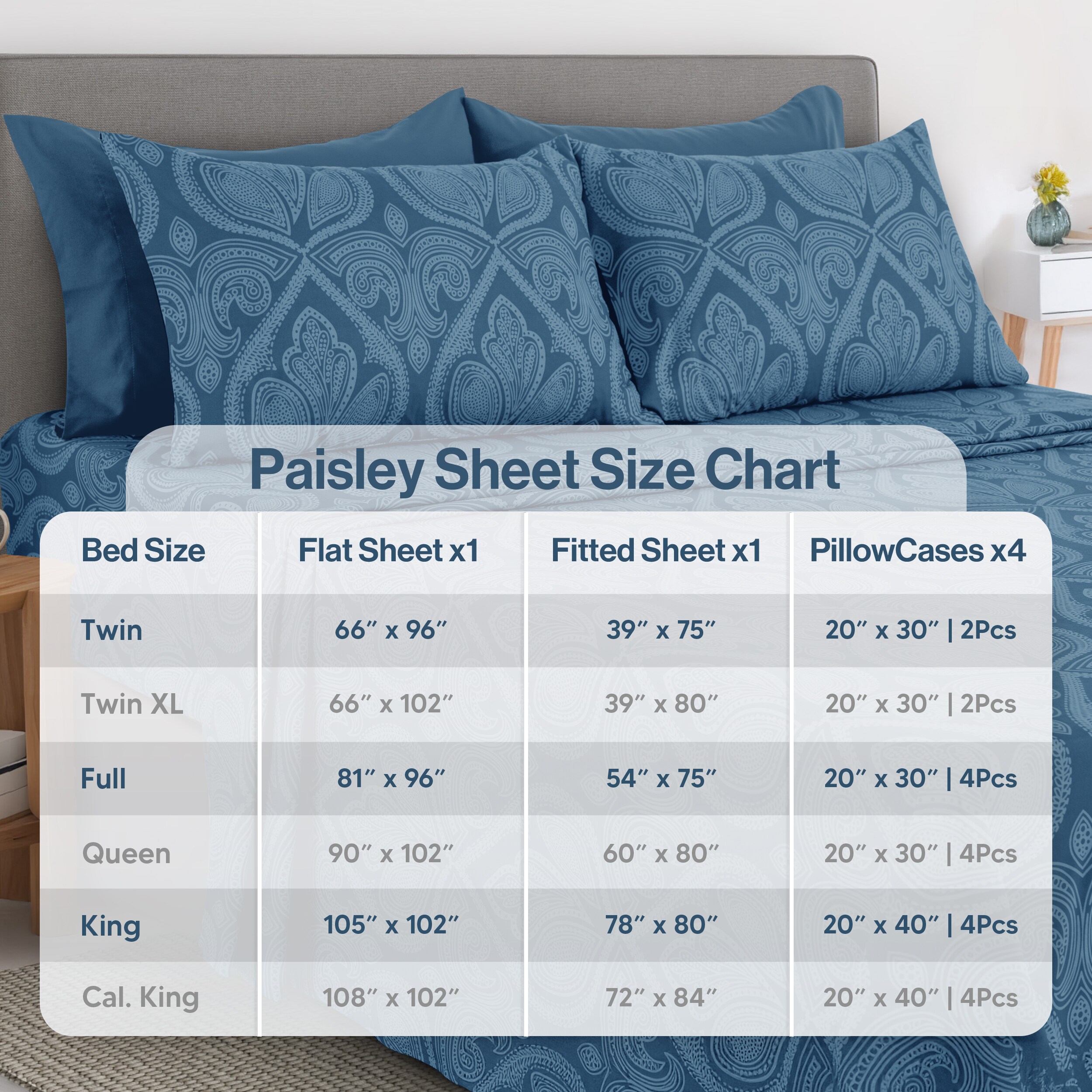 Lux Decor Collection PAISLEY Q NVY BLUE Sheet-Sets - View #5