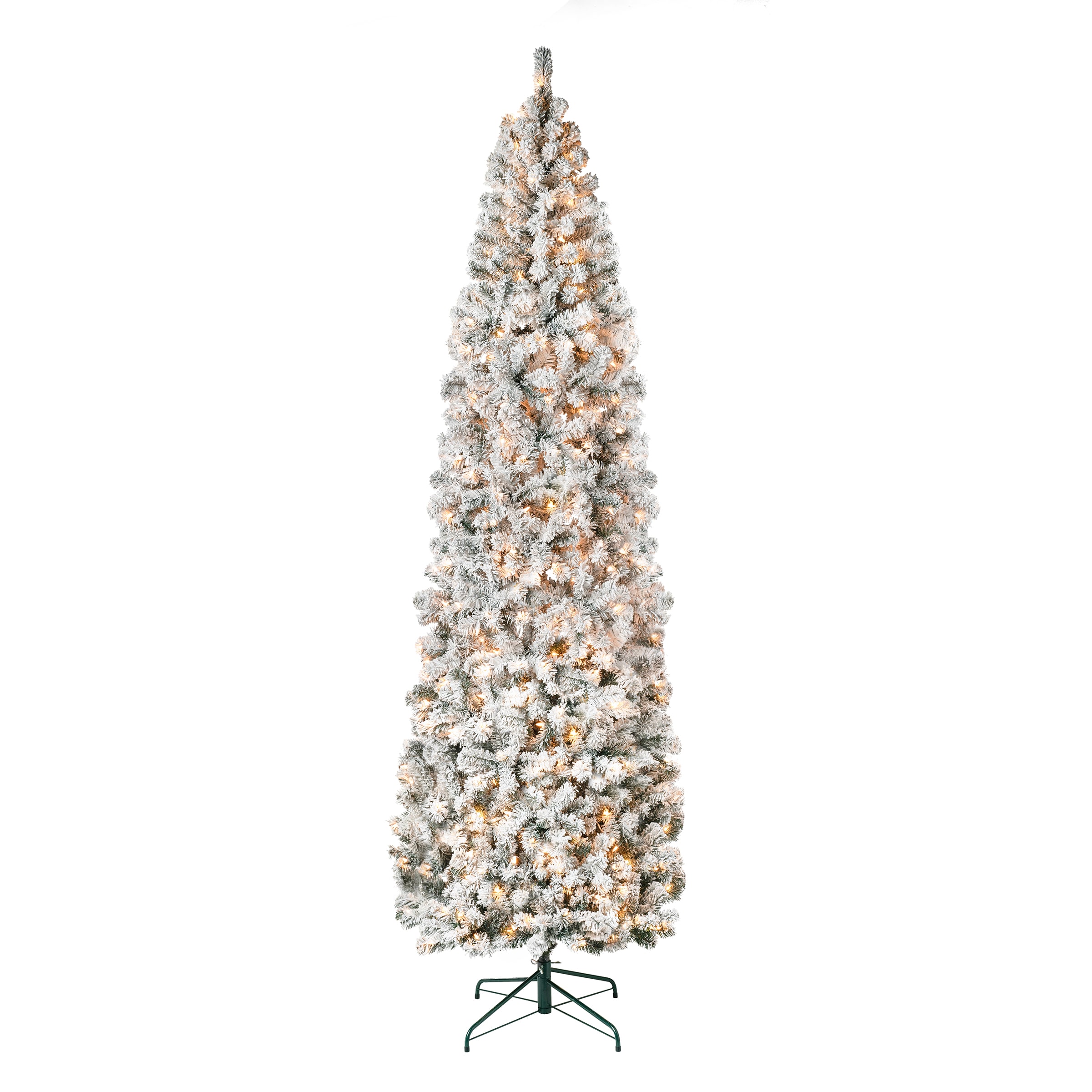 National Tree Company AC100-300-90F 9-ft Pre-lit Slim Flocked Artificial Christmas Tree with Clear Incandescent Lights