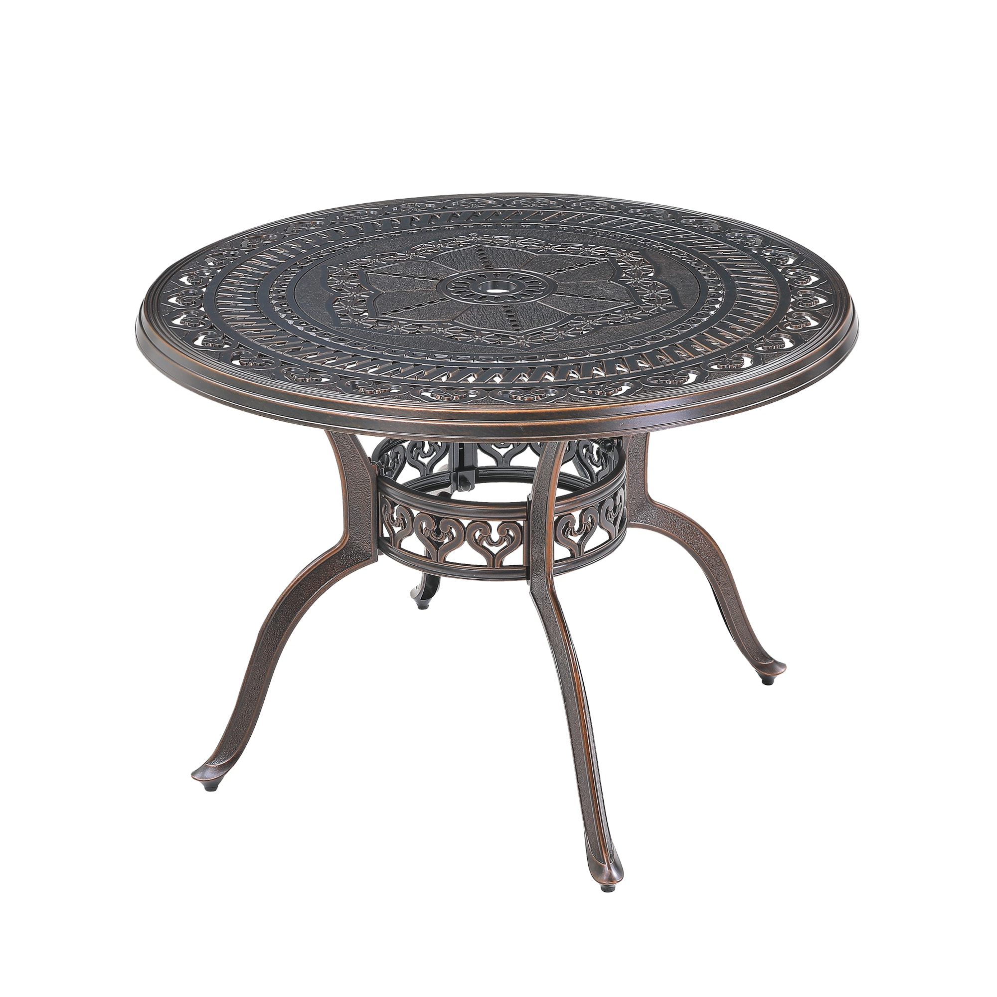 Mondawe MA-GCABQ-HA40ET Patio Table Round Outdoor Coffee Table 40-in W x 40-in L with Umbrella Hole