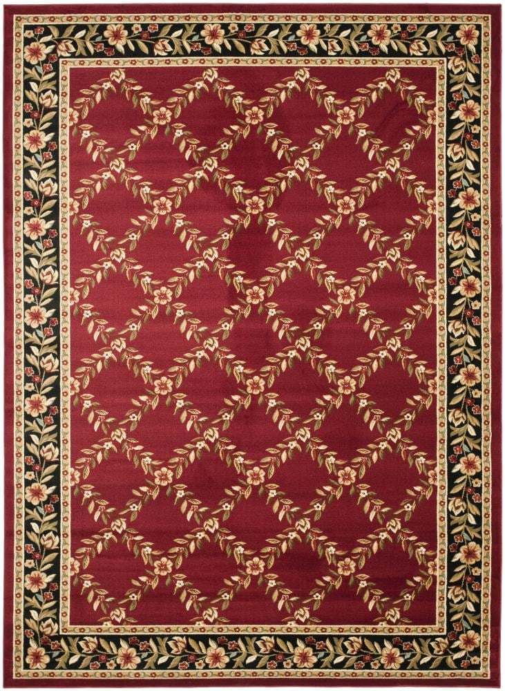 Safavieh LNH557-4090-8 Lyndhurst Open Floral 8 x 11 (ft) Loomed Polypropylene Red/Black Rectangular Indoor Floral/Botanical Oriental Area rug