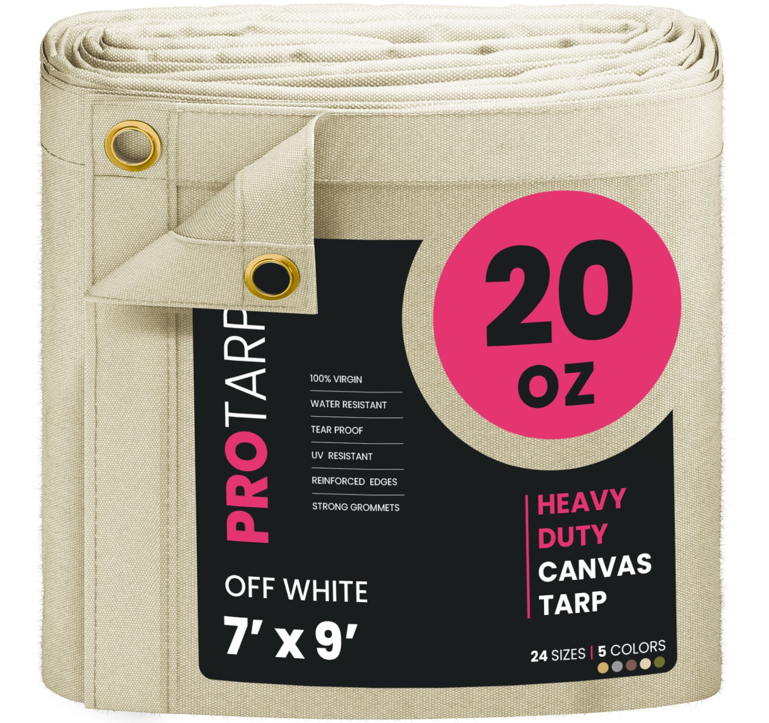 PROTARP PT-404-7X9 7-ft x 9-ft White Waterproof Standard Polyester 36-mil Tarp