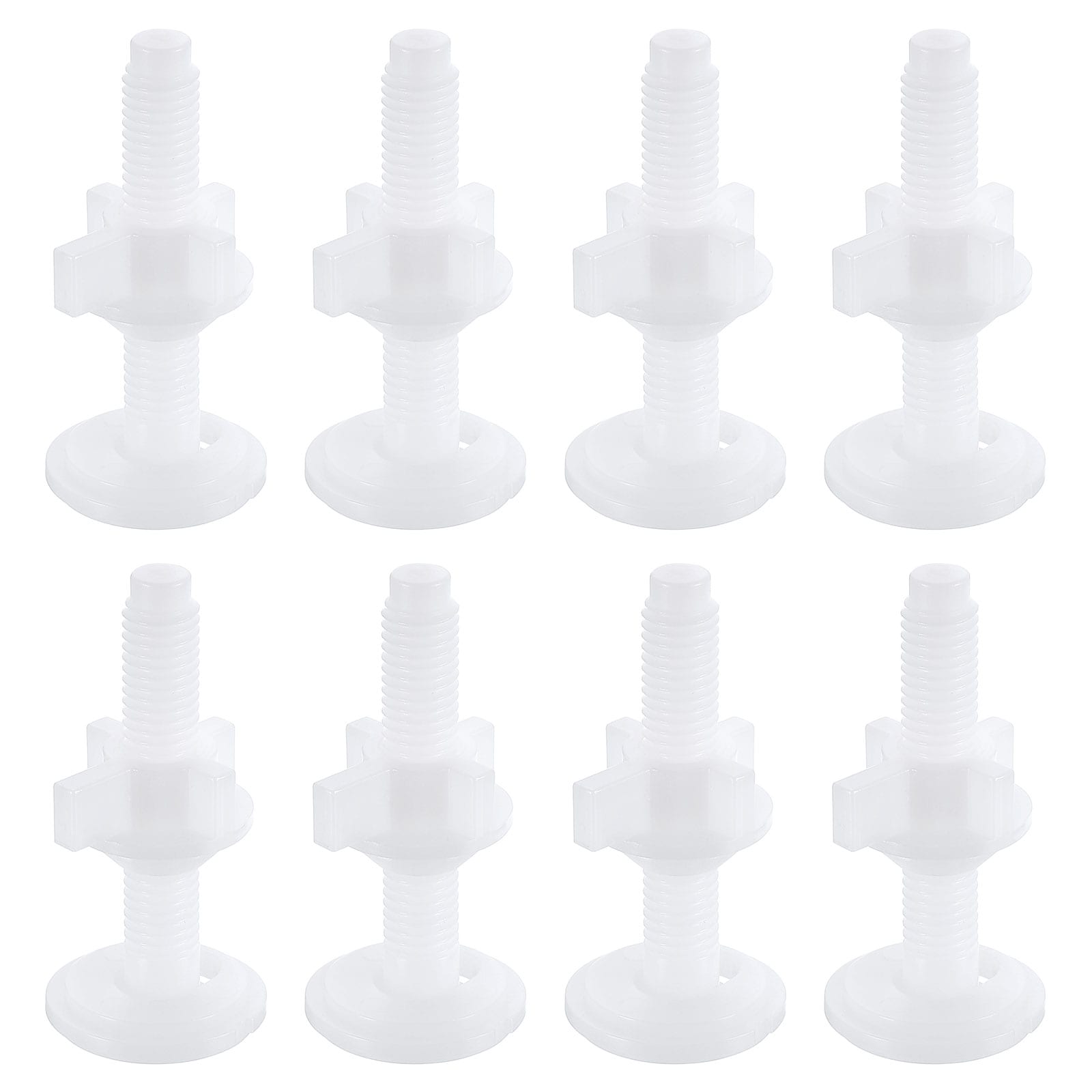 Unique Bargains - 8pcs Toilet Seat Hinges Screws White Universal Plastic Toilet Seat Hinge Bolt S...