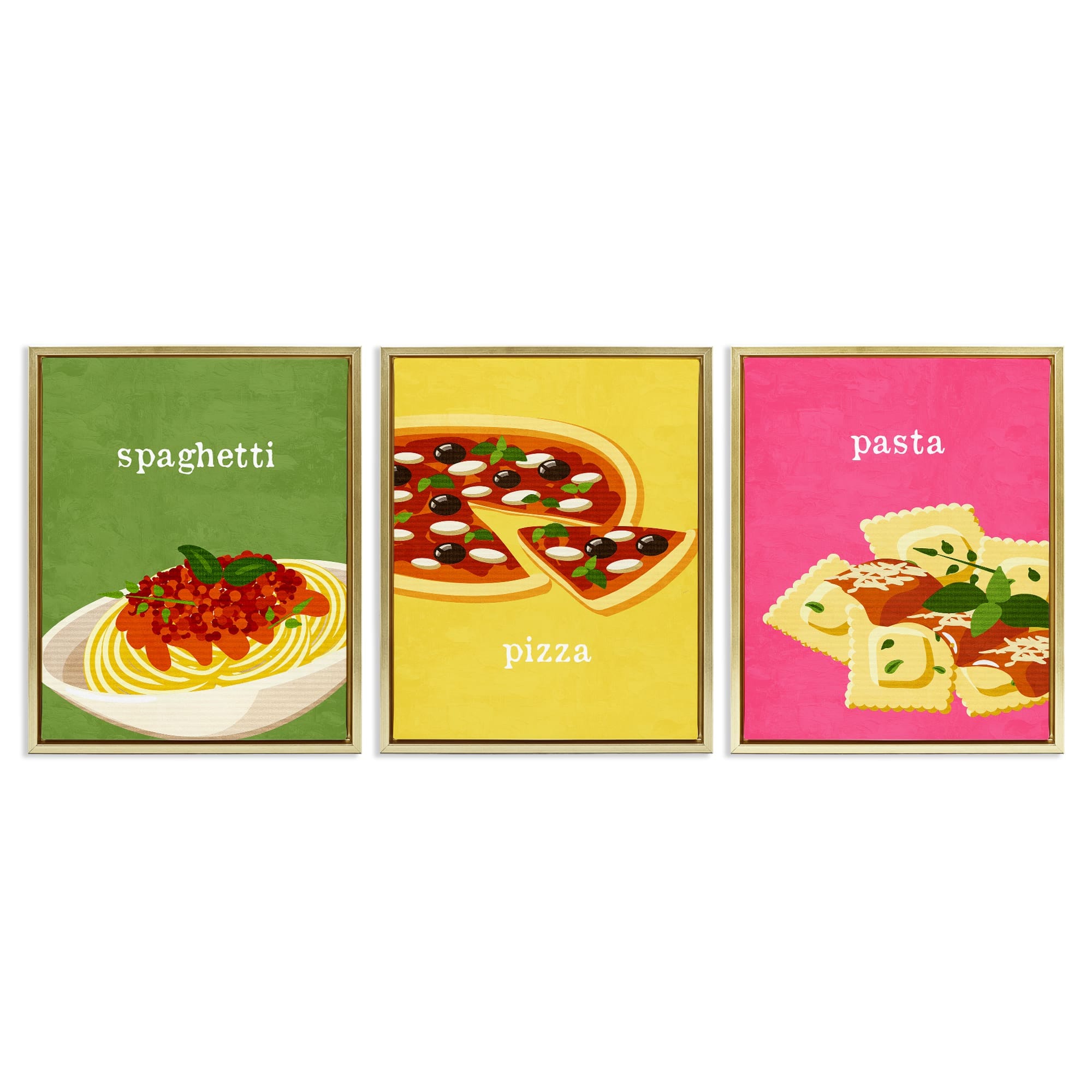 Stupell Industries A3-453-FFG-3PC-24X30 Italian Cuisine Meals 3pc Floating Frame Set design by Kim Allen