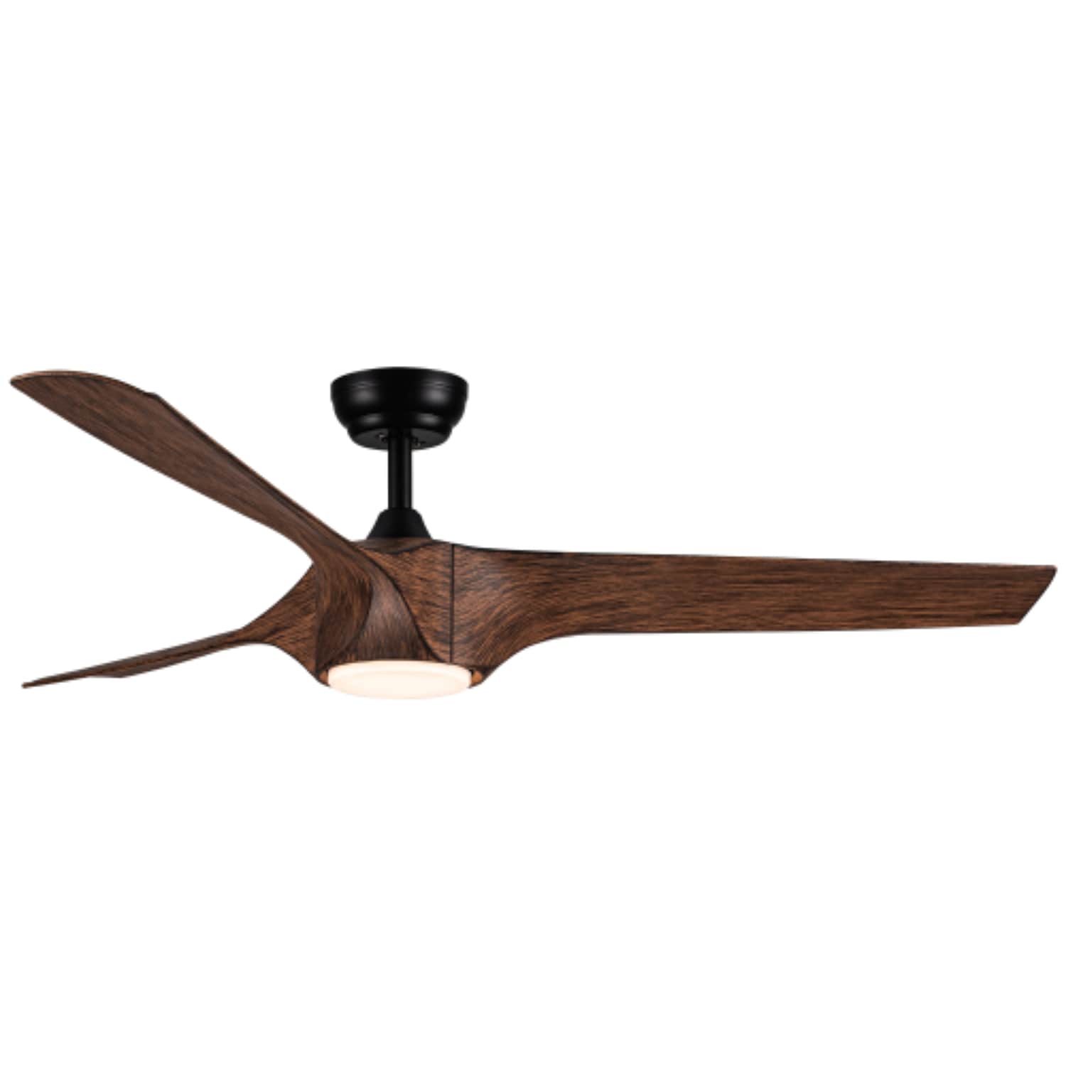 BBLLWJ 56 Inch with Brown Wood Grain ABS Blades Integrated LED for Indoor Ceiling Fan With Light and Remote Control Included 3 Blade