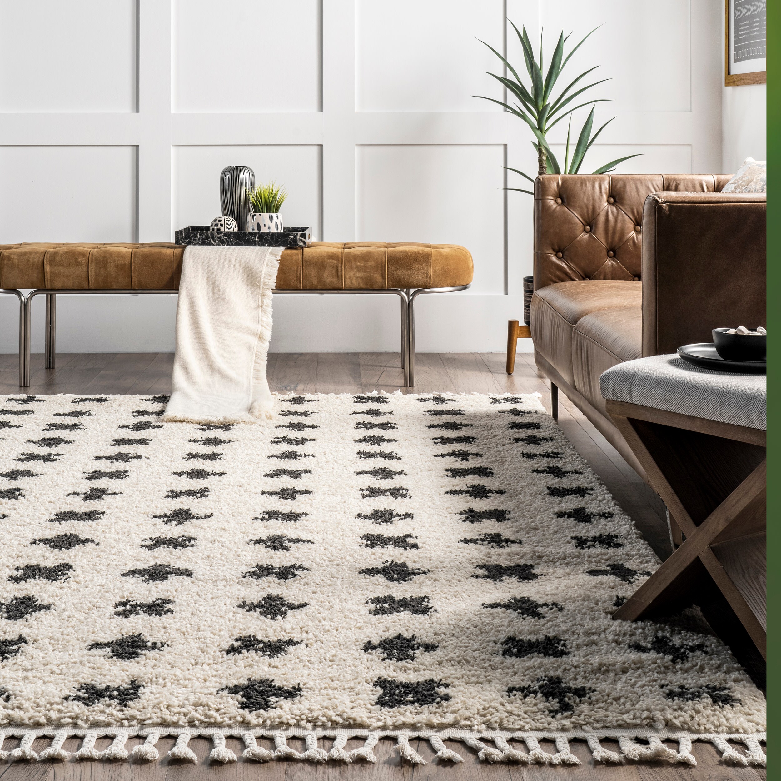 nuLOOM Diana 6 x 9 Off White Indoor Geometric Area Rug in the Rugs