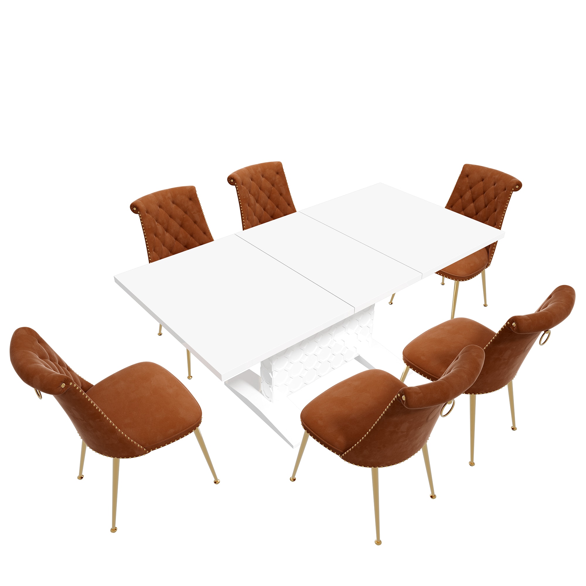 Clihome CL-ST1WH703CF Coffee Chair/White Table Contemporary/Modern Dining Room Set with Rectangular Table ( Seats 6 )