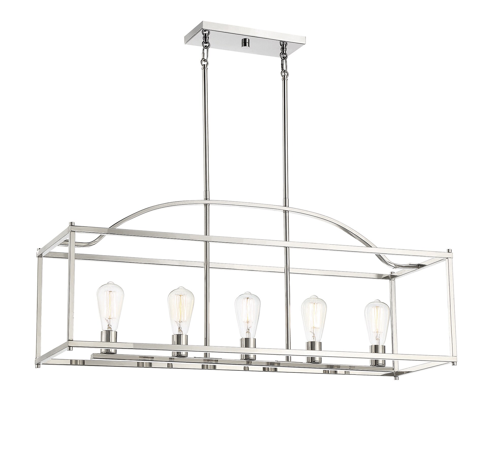 Palladian Polished Nickel 38" Wide Linear Chandelier with Open Cage