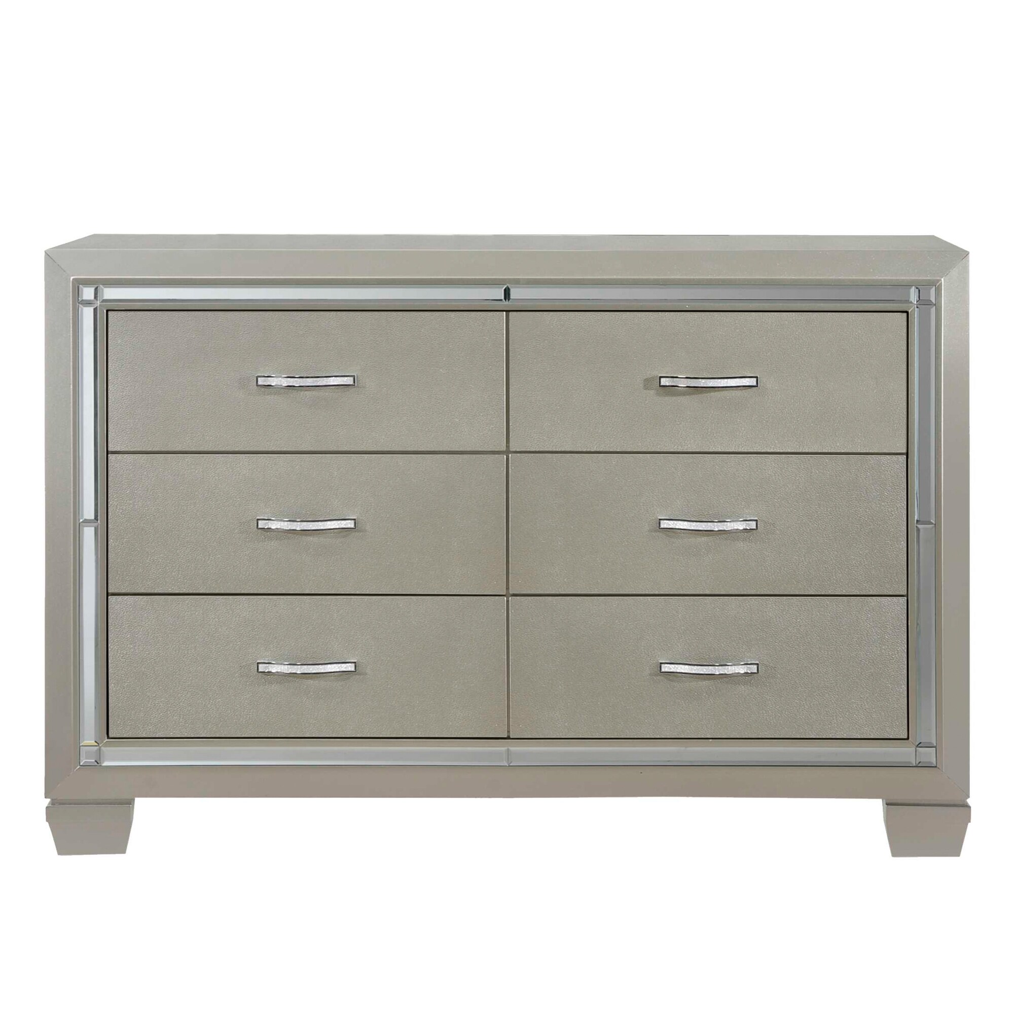 Glamour Youth Champagne 6-Drawer Double Dresser in White | - Picket House Furnishings LT111DR