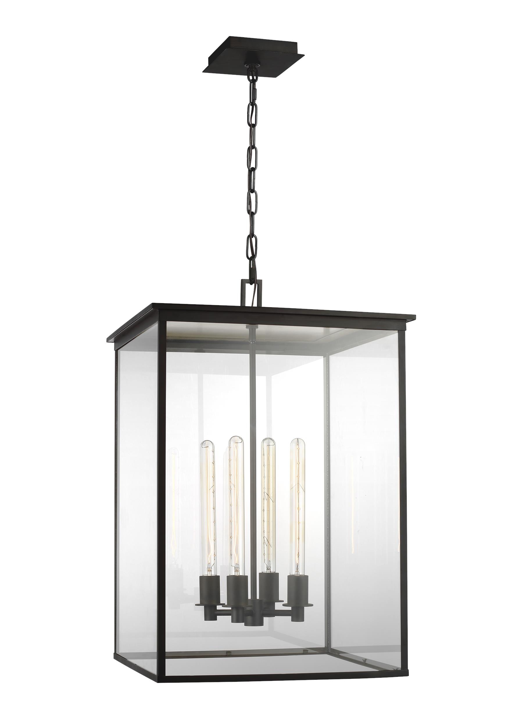 Generation Lighting CO1164HTCP Freeport 4 -Light Heritage Copper Transitional Clear glass Geometric Medium Hanging Pendant light