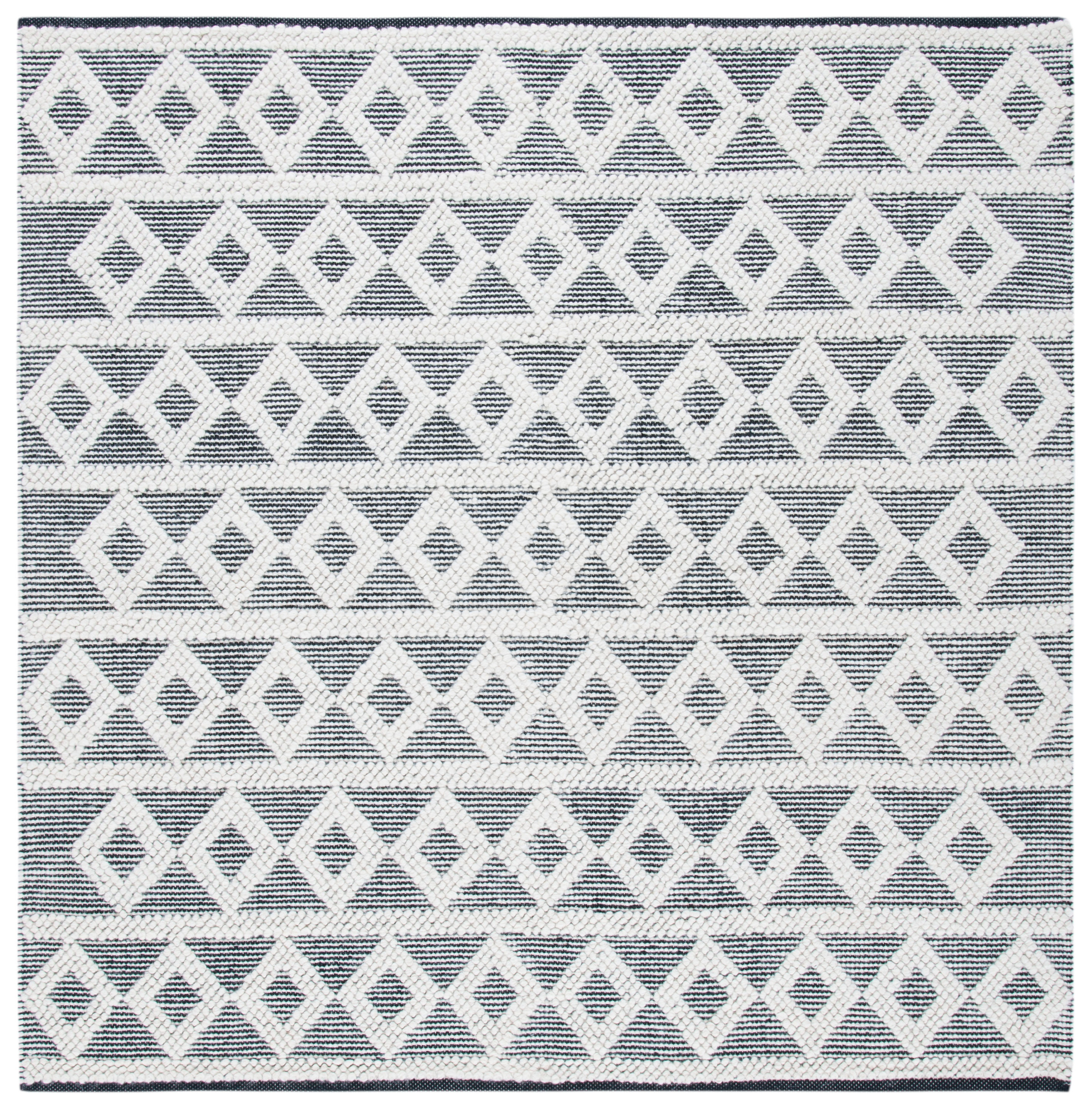 Hand-Tufted Natura Black & Ivory Wool 6' Square Area Rug