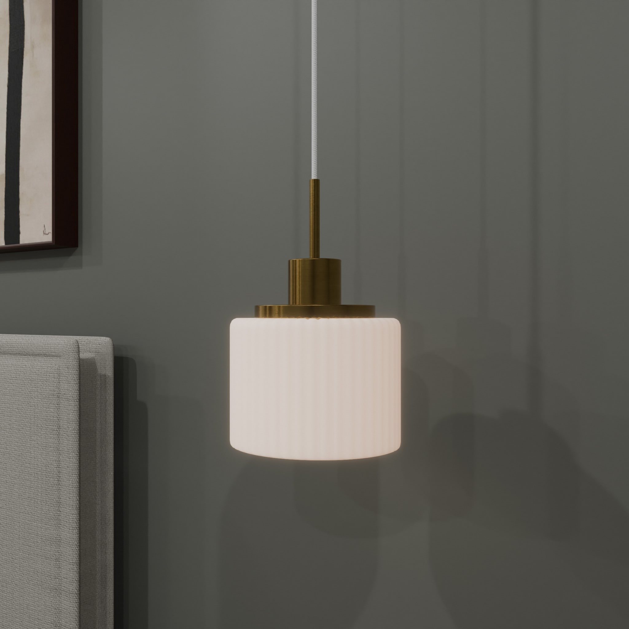 Quoizel QPP6172AB Callahan Aged Brass Modern/Contemporary Etched Glass Drum Led, Mini Hanging Pendant Light