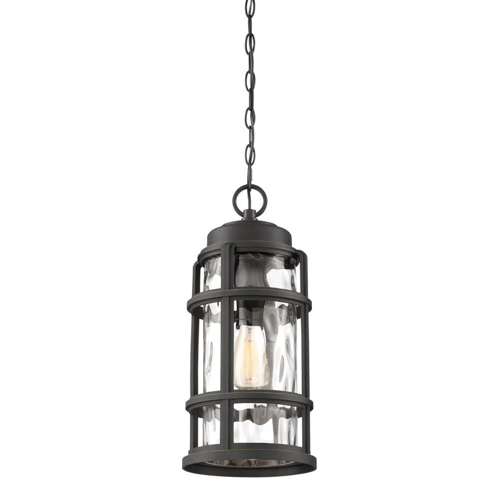Quoizel DeSoto Palladian Bronze Transitional Clear Glass Lantern Pendant Light